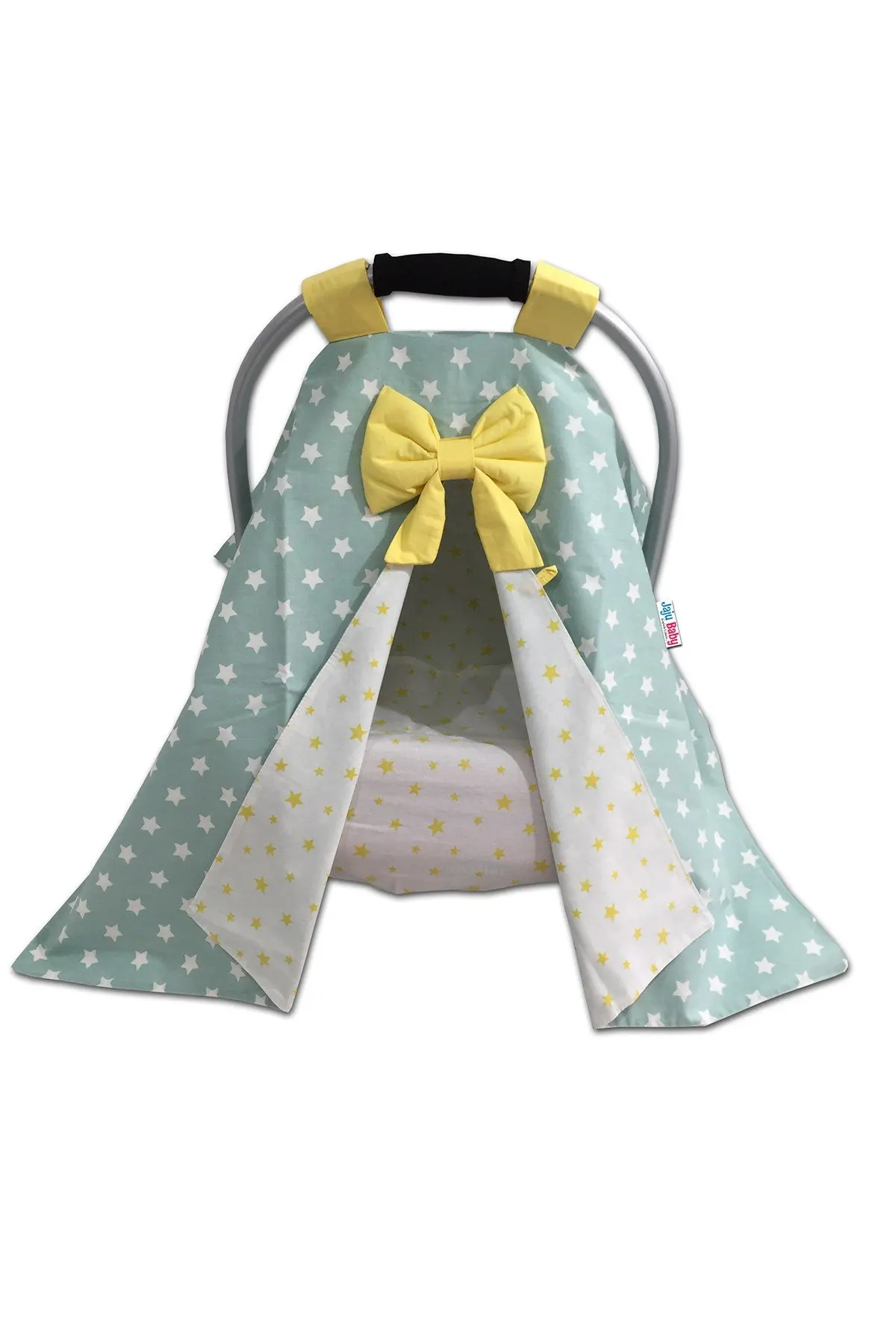 Handmade Green and Yellow Star Combination Stroller Cover and Inner Cover