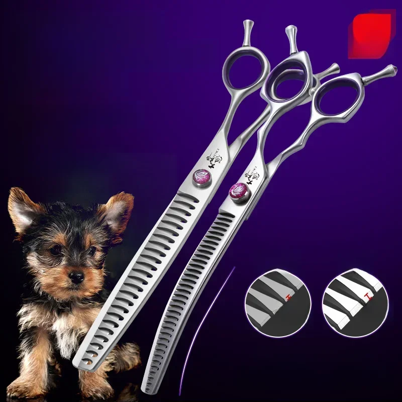 Fenice 7.0/7.5/8.0 inch Professionele Pet Grooming Scharen Visgraat Tanden Rechte/Gebogen Chunker Schaar JP440C Groomer Gereedschap - afbeelding 2