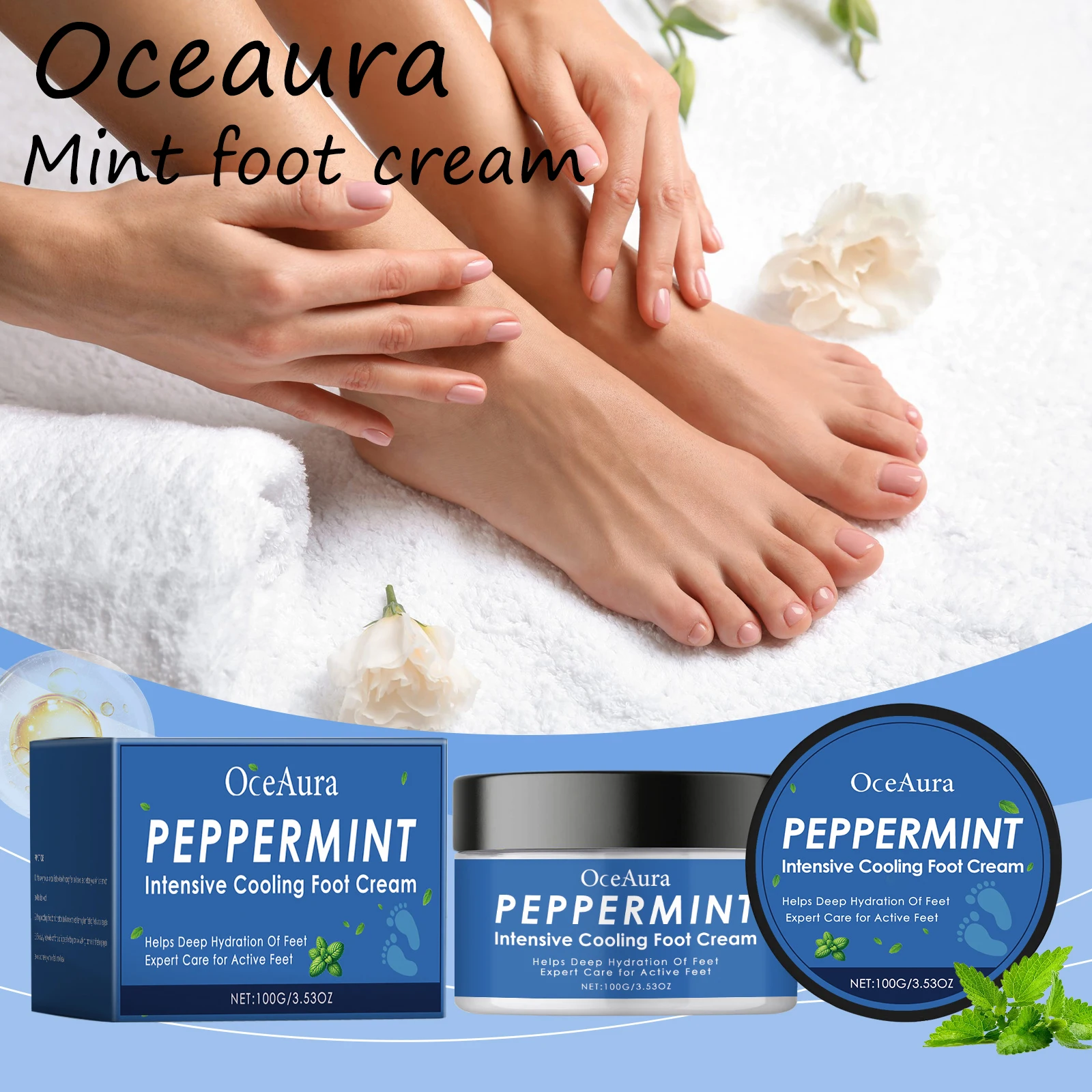

Oceaura Mint Foot Cream Moisturizing Reduce Dryness Anti-chapping Relief Discomfort Cooling Non-greasy Foot Skin Care Cream