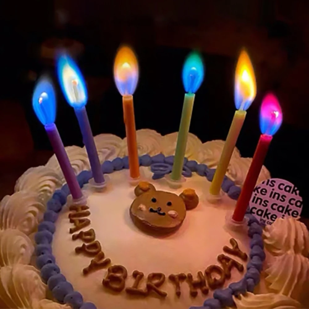 생일초로 분위기 완성하기: 무지개 불꽃 케이크 양초의 진짜 사용 후기