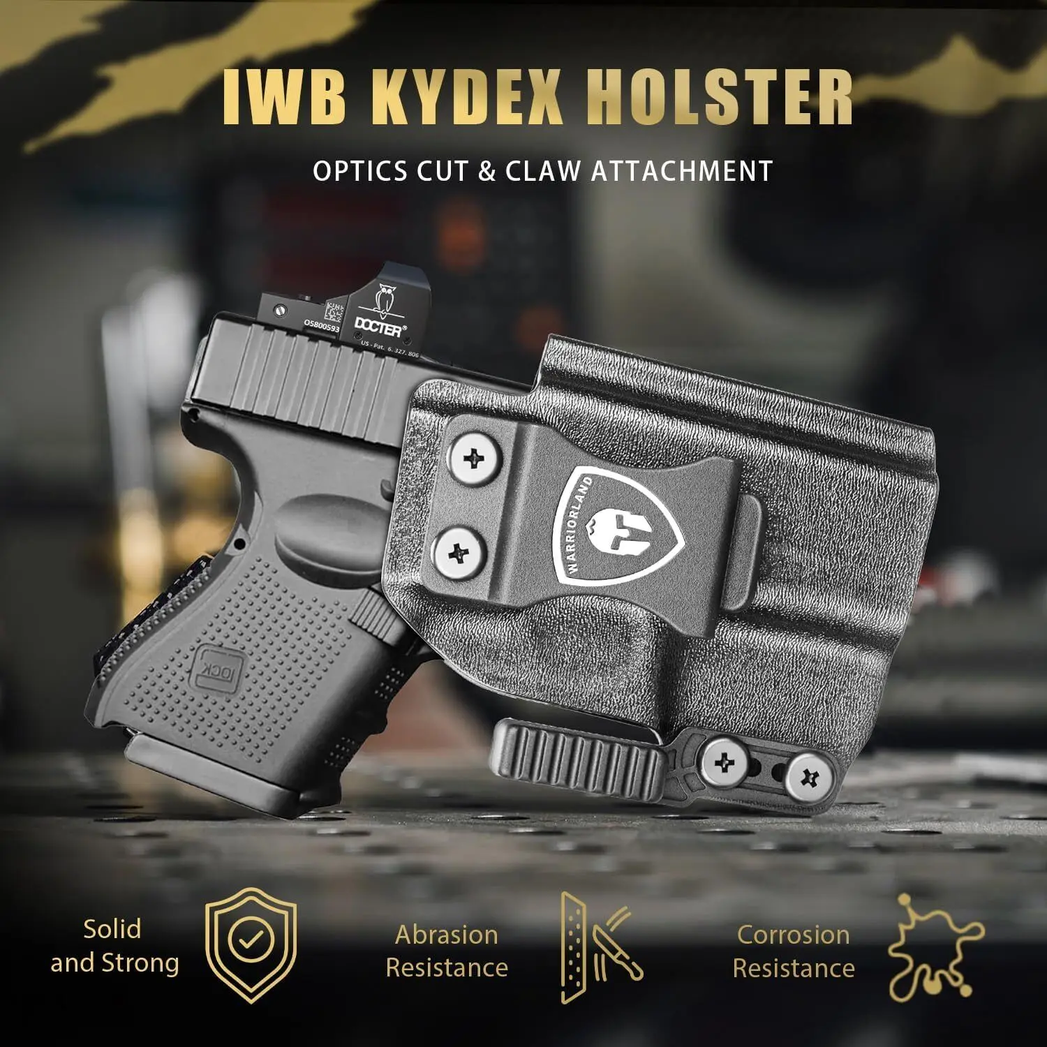 IWB Kydex Holster wi/Claw&Optic Cut Fit Glock 26 Gen1-5/Glock 27&Glock33 Gen3-4