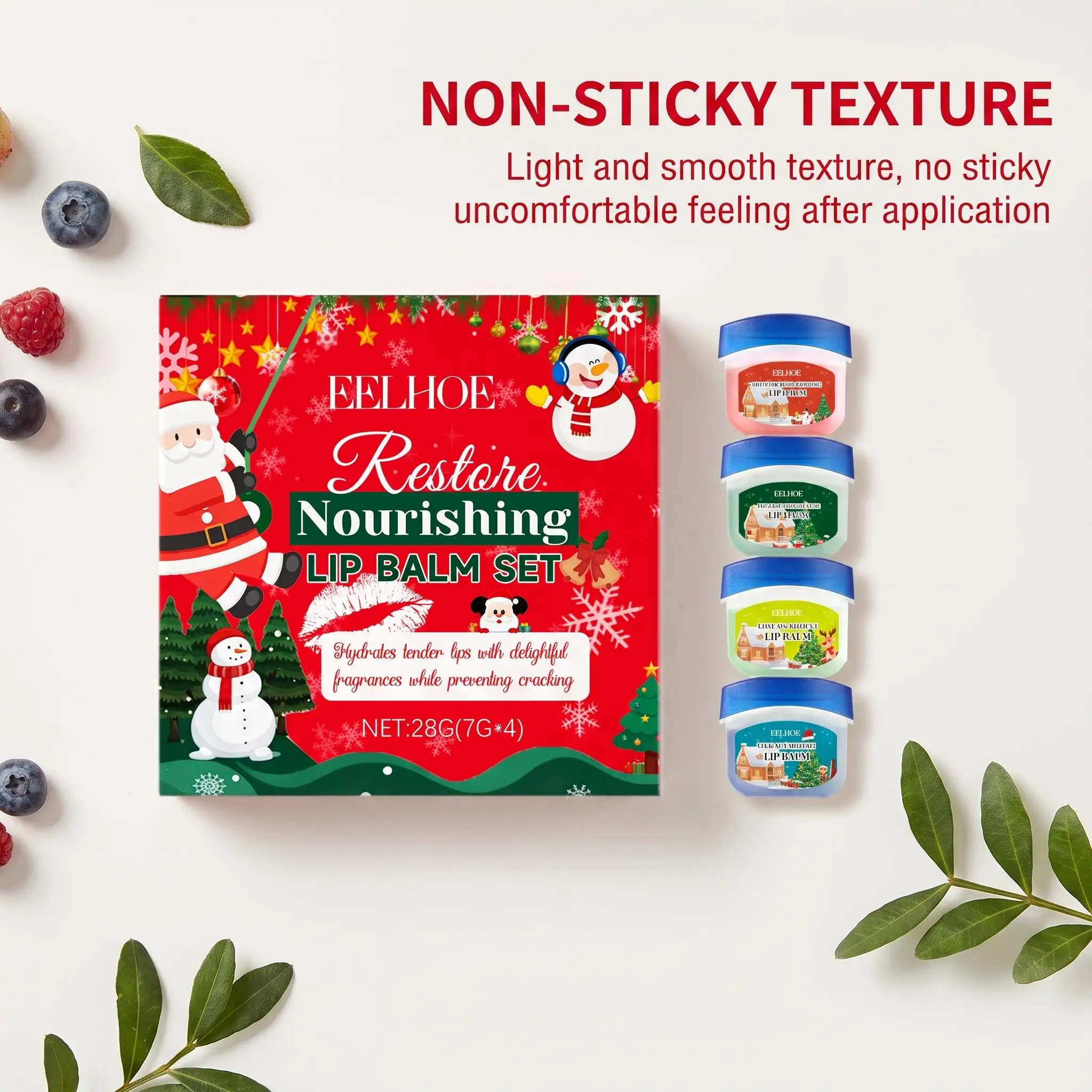 Eelhoe Christmas Moisturizing Lip Balm Set Deep Hydration Nourishing Dryness Repair Softening Smoothing Long Lasting Wear Lip Care Gift Kit