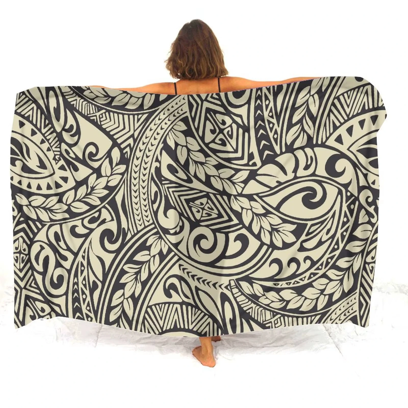 

Цельное спортивное пляжное полотенце в богемном стиле, полинезийское племя Самоа, тату-тотем Моа, саронг, стильная и удобная пляжная одежда t