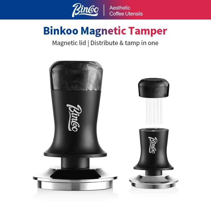 Bincoo 51/58mm Coffee Tamper Multifunctional Mmagnetic With Powder Disperser，30Ib Constant Pressure Espresso Powder Tamper