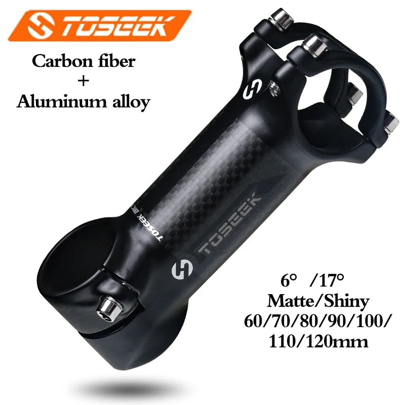 TOSEEK wspornik kierownicy roweru aluminium węglowe wspornik rowerowy szosowy MTB Ultralight 31.8 MTB moc 6/17 stopni stół rowerowy część rowerowa