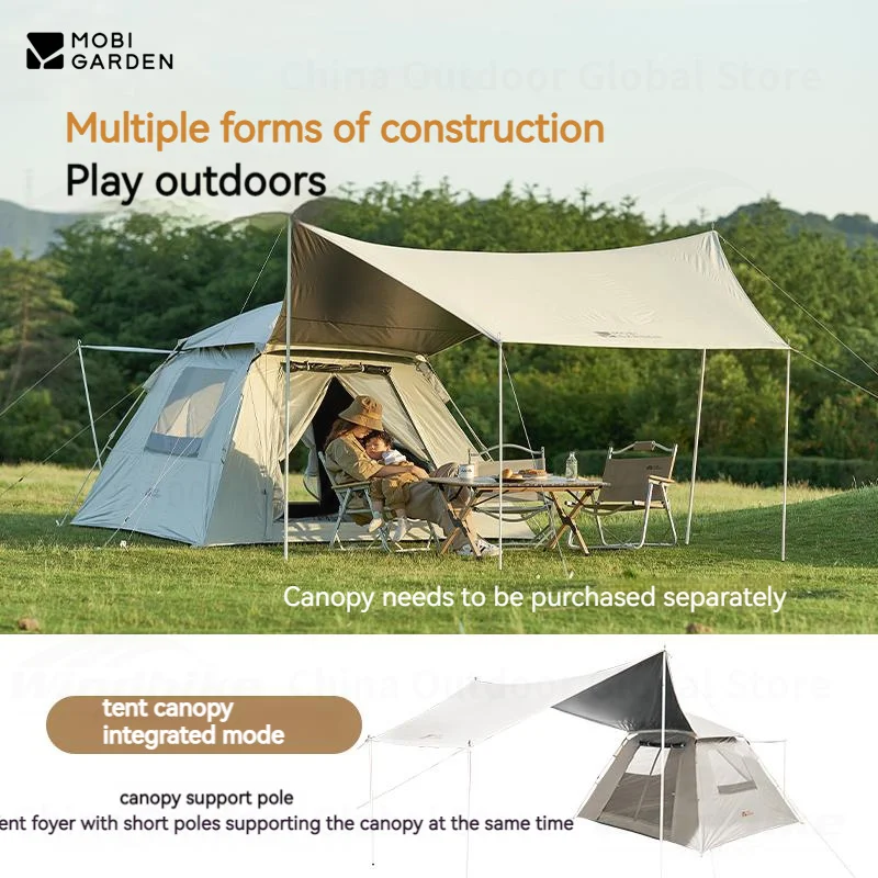 

MOBI GARDEN Camping Tent Waterproof UPF 50+ Automatic Quick Large-space With Sunshelter Outdoor Lightweight Storage LingDong155