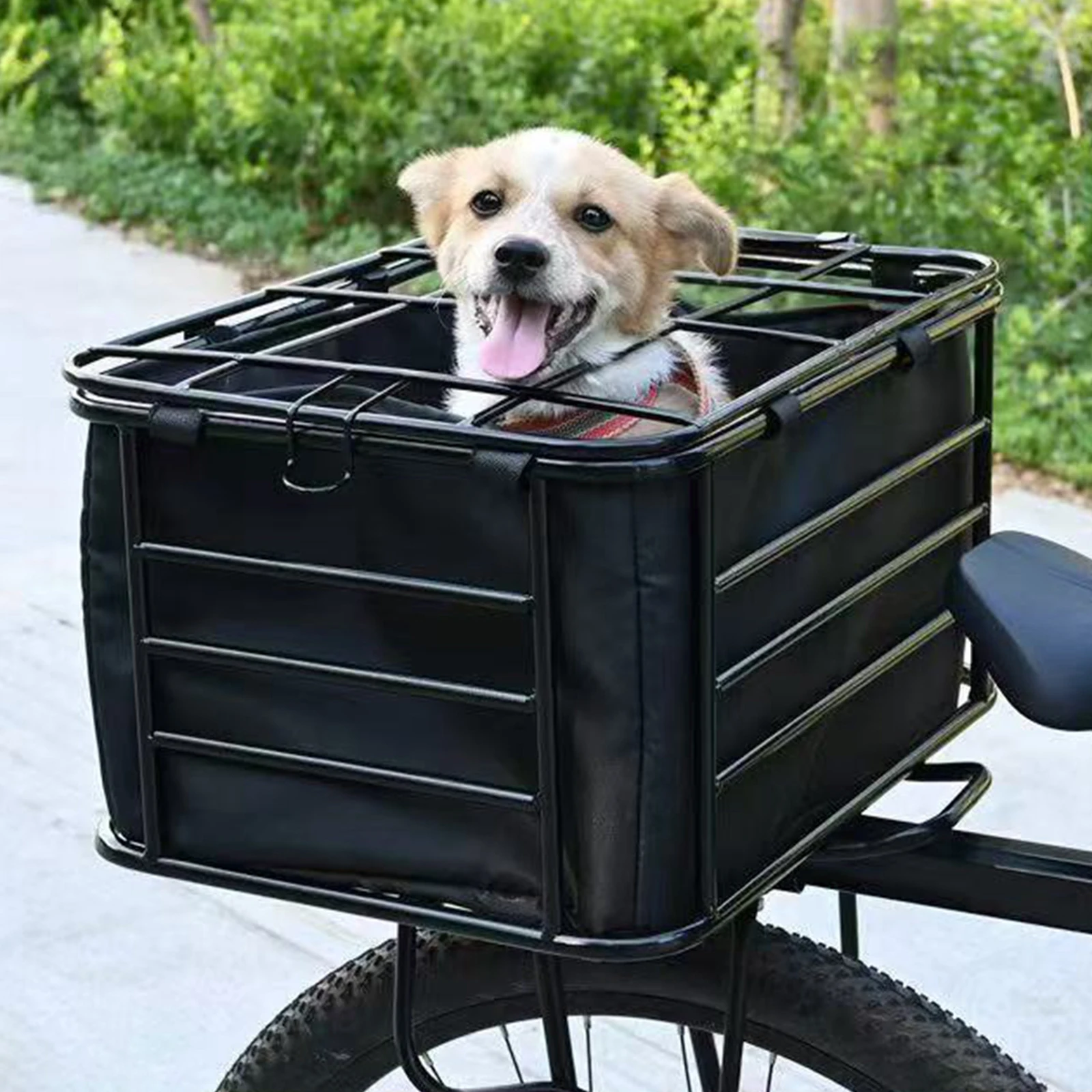 

Bike Rear Basket Stable Bicycle Basket with Waterproof Liner Bag for Outdoor Travel Carrying Groceries Pets Bikes Daily Commutes