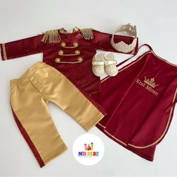 5-Pcs Boy Baptism Circumcision King Costume Baby Set Clothing Personalized Outfit Custom Baby Clothes Winter Spring