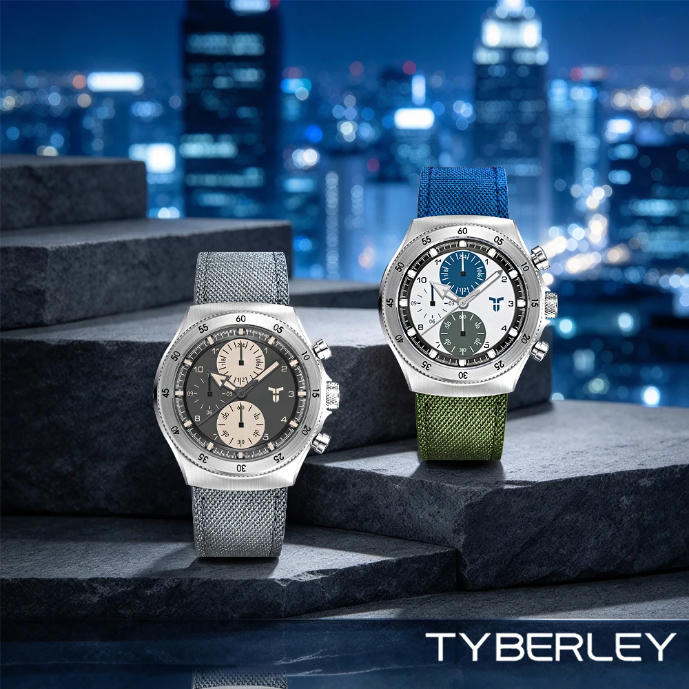 TYBERLEY Men's Quartz Watches 2026 New Top Business Men's Watch Sapphire Glass Two Tone Nylon Strap Men's Watch Waterproof Clock