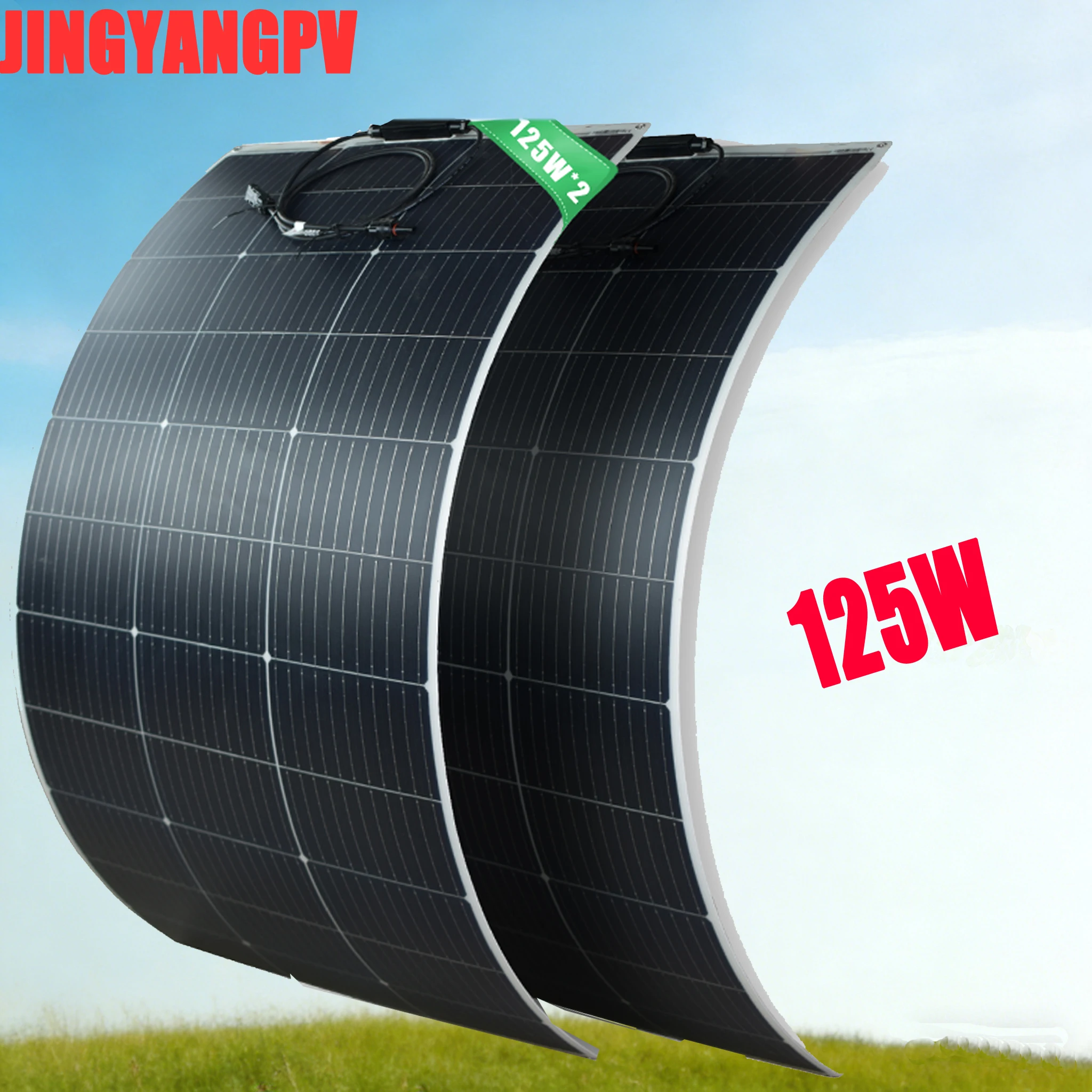 125W Flexibles Solarpanel Monokristallin 18V IP67 Wasserdicht Leichtgewicht für Wohnmobil Boot Camping Netzunabhängiges Batterieladegerät