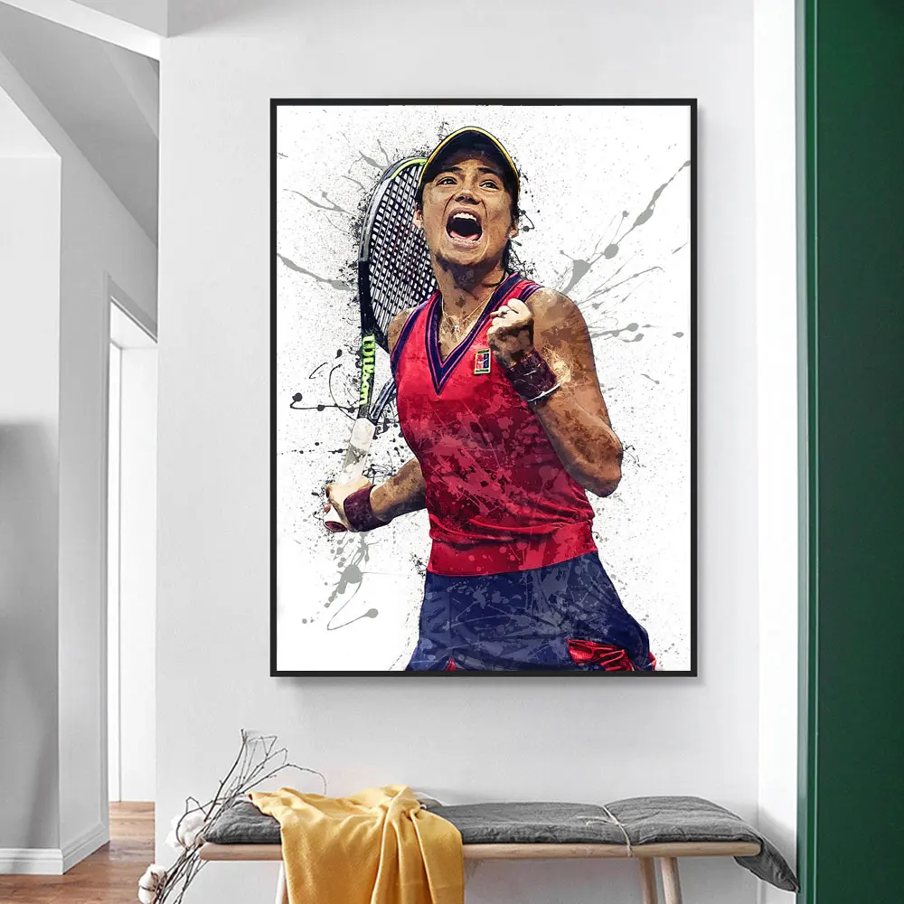 Graffiti Emma Raducanu Poster Canvas Print Sports Poster Wall Art Tennis Player Painting for Sportswoman Gym Wall Art Home Decor