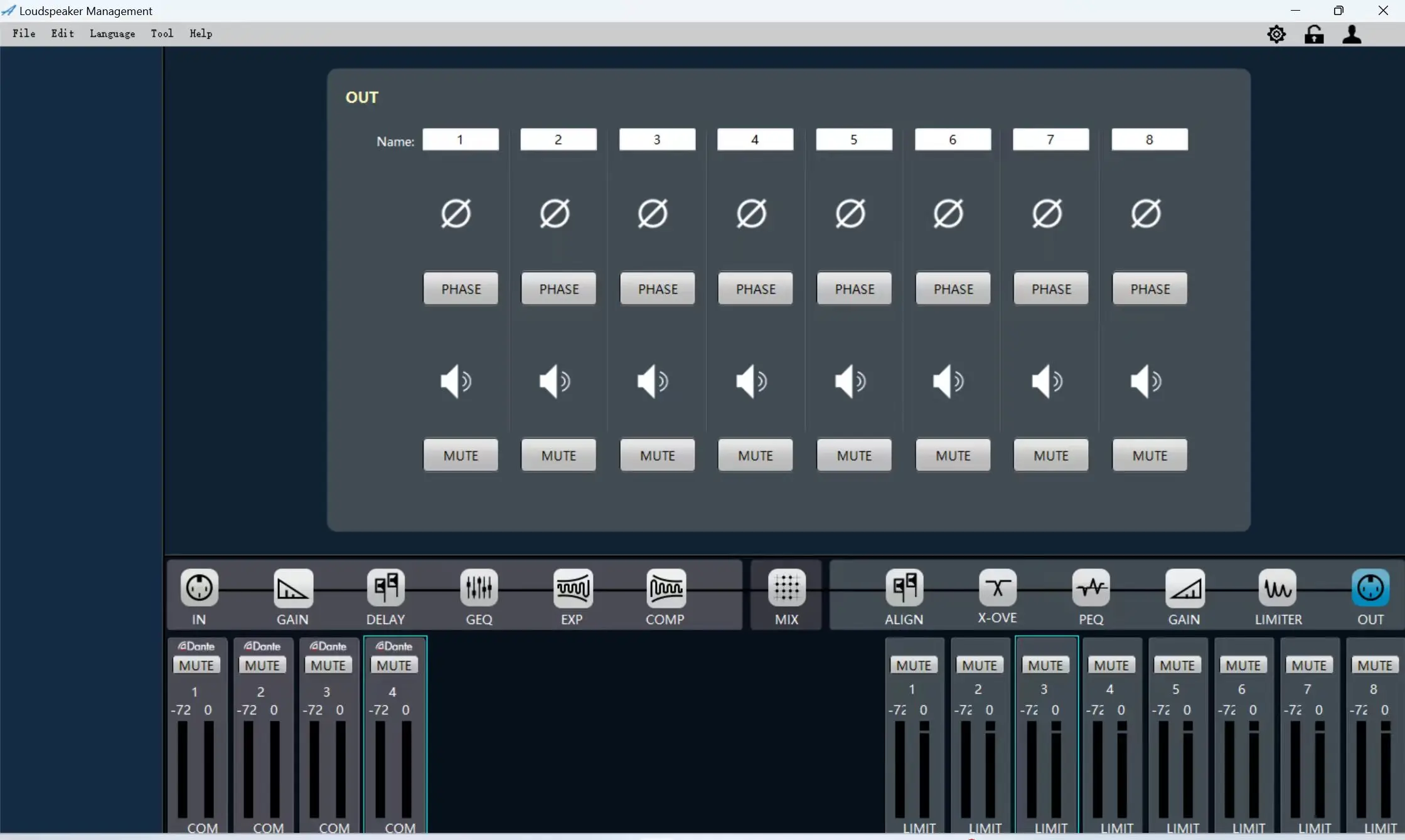 Paulkitson Professioneller Audioprozessor, 4 Eingänge, 8 Ausgänge, mit Dante-Netzwerk, DPS, digitaler Audioprozessor für Lautsprechermanagementsystem – Detail 10