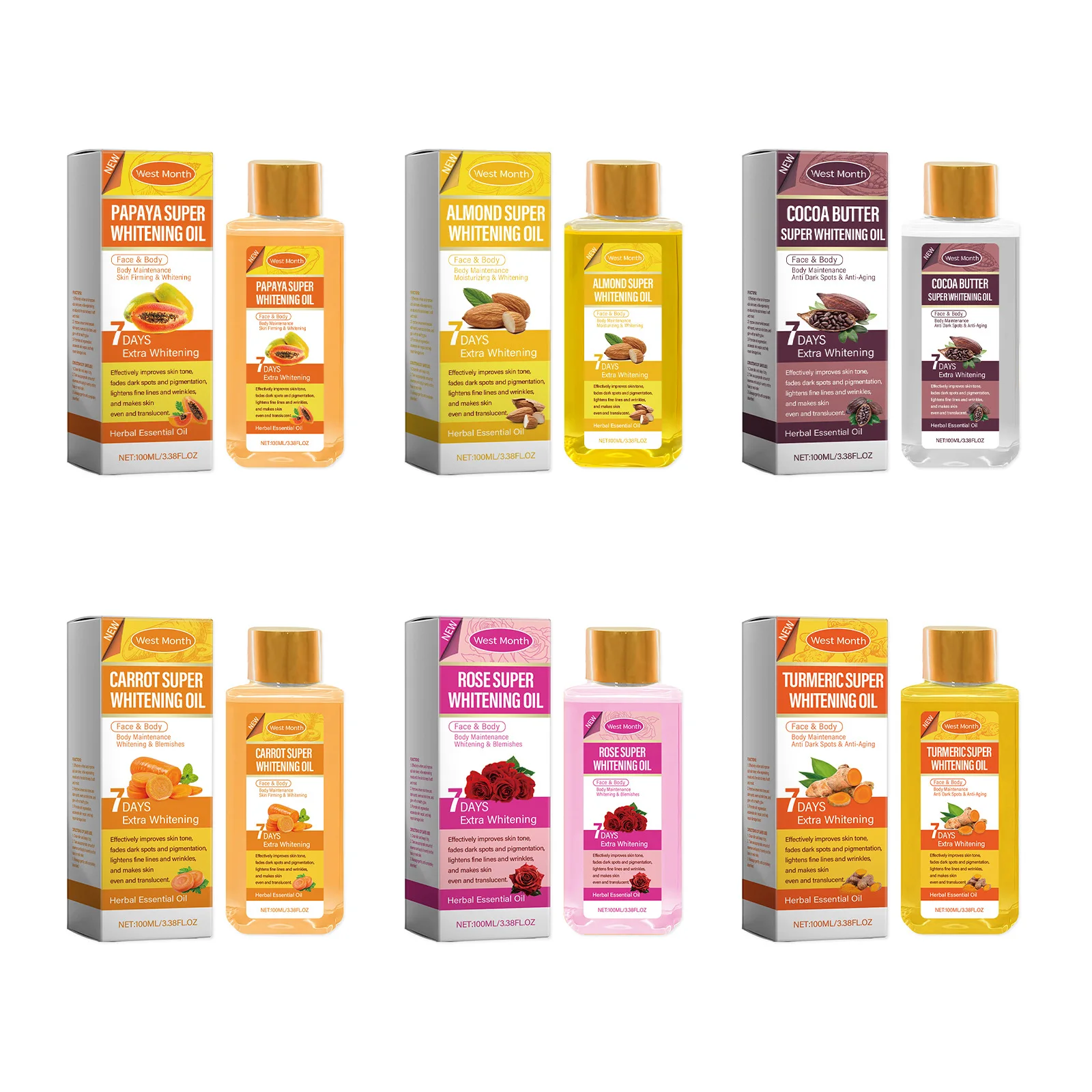 100ml West&Mese Olio Sbiancante Per Il Corpo Quotidiano Delicato Idratare Ridurre Le Linee sottili Rughe Ritardare L'invecchiamento Della Pelle Giovane Stringere Olio Per Il Corpo