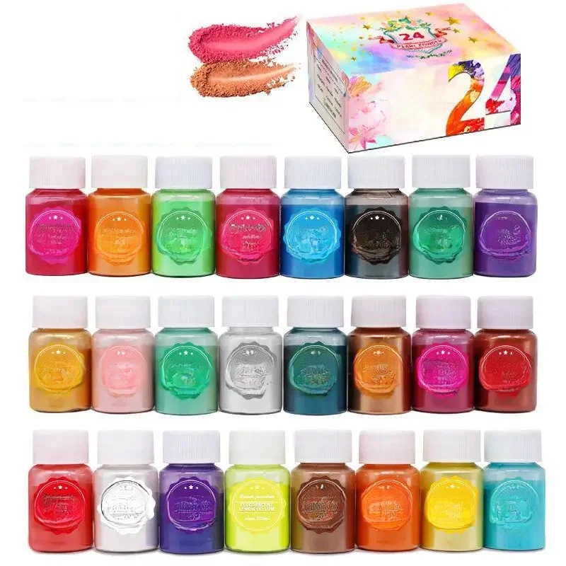 6/24/30Pcs-Set Żywica epoksydowa Barwnik Mika w proszku Zestaw pigmentów Żywica Mika Perłowa Żywica Perłowa Mika w pudełku Barwniki — zdjęcie 2