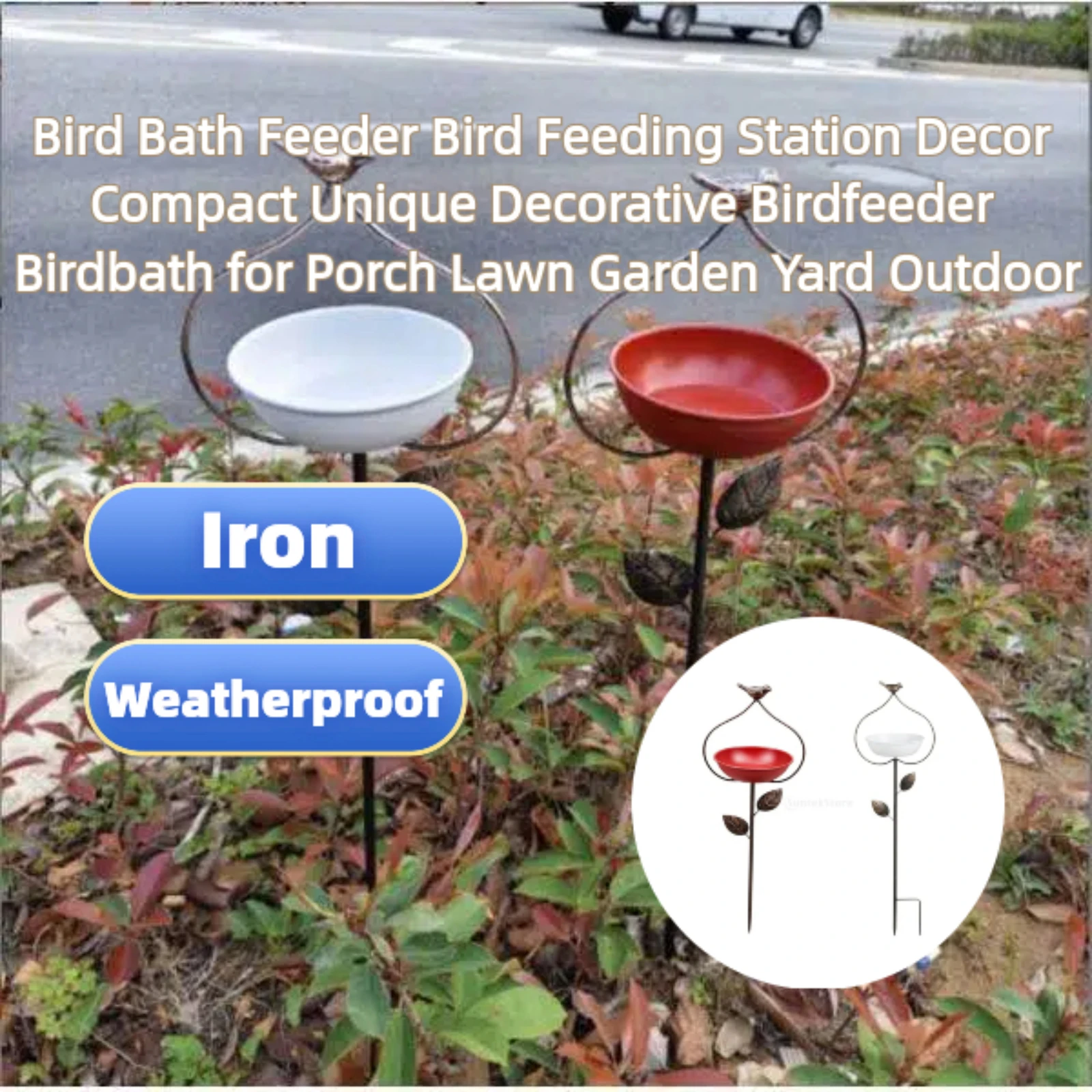 Bird Bath Feeder Bird Feeding Station Decor Compact Unique Decorative Birdfeeder Birdbath for Porch Lawn Garden Yard Outdoor