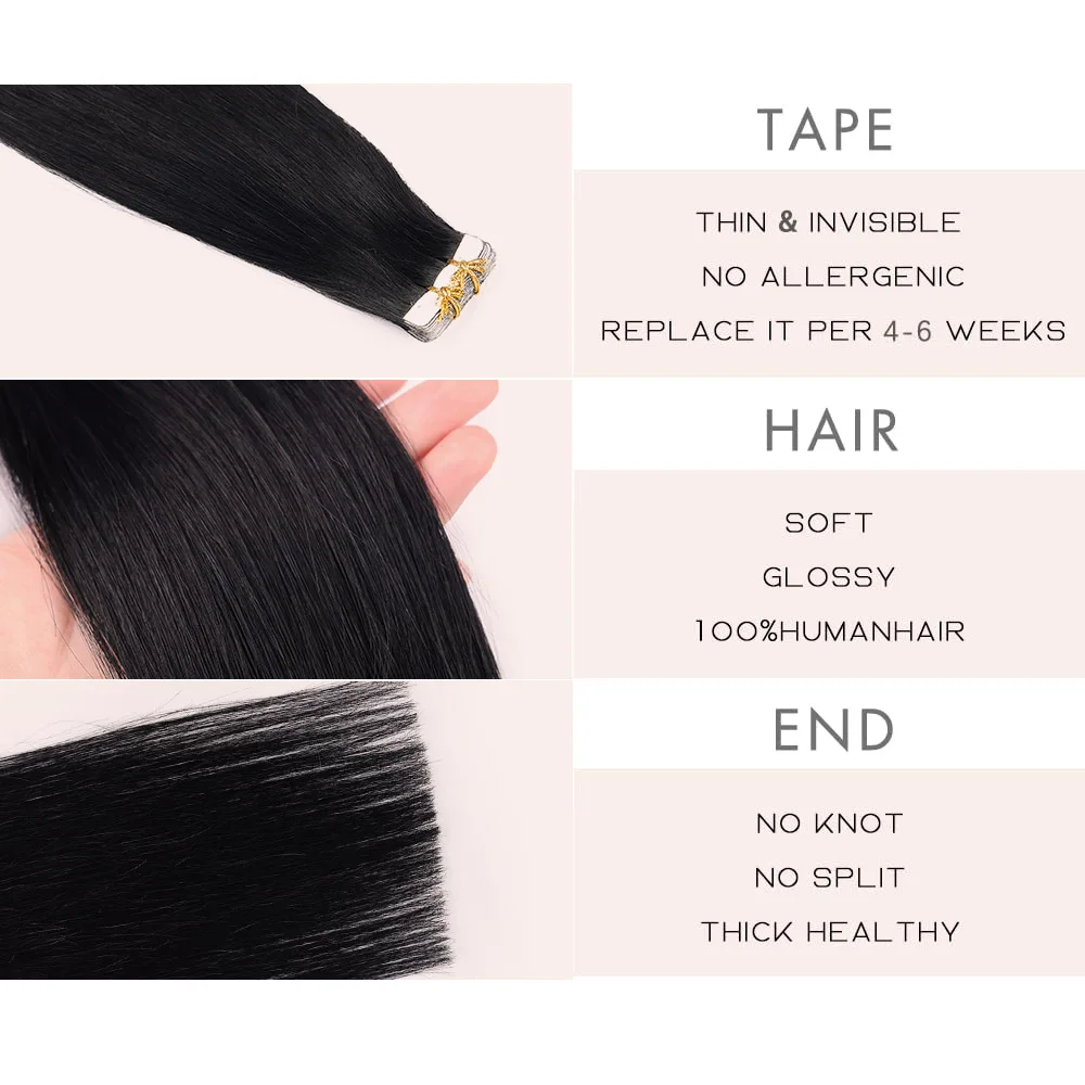 20 Stuks 50G 24 Inch Tape In Human Hair Extensions Zijdeachtige Rechte Tape In Hair Extensions Menselijk Haar 100% Remy Menselijk Haar Huid Inslag