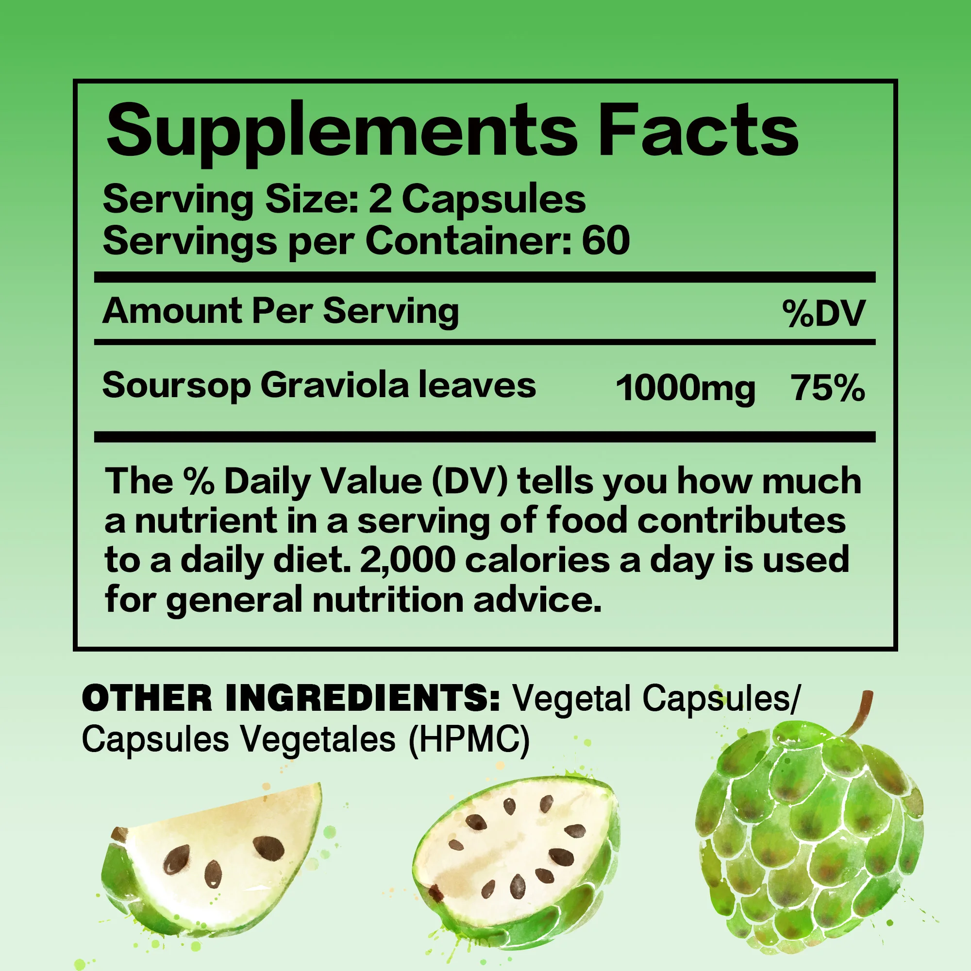 Soursop Graviola - Supports Healthy Cell Growth and Function, Improves Mood, Relieves Stress, Immune Support - 120 Capsules