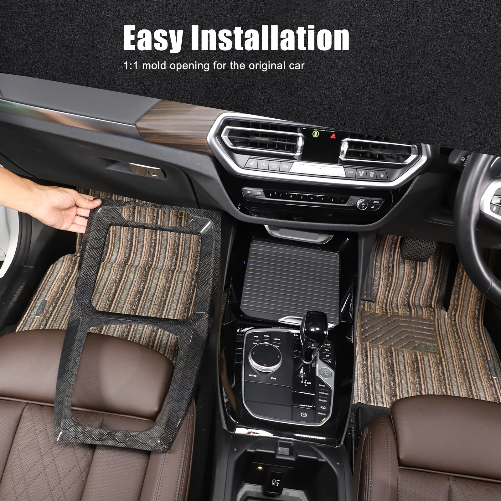 ABS Carbon Fiber Gearbox Panel Trim Cover For BMW X3 G01 X4 G02 IX3 G08 2022-2024 Decorative Cover Styling Kit Car Accessories