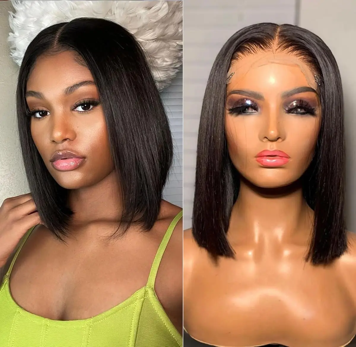 Straight Short Bob Human Hair Wigs Brazilian 13X4 Lace Front Wig For Women Transparent Lace 4x4 Closure Wig Pre Plucked