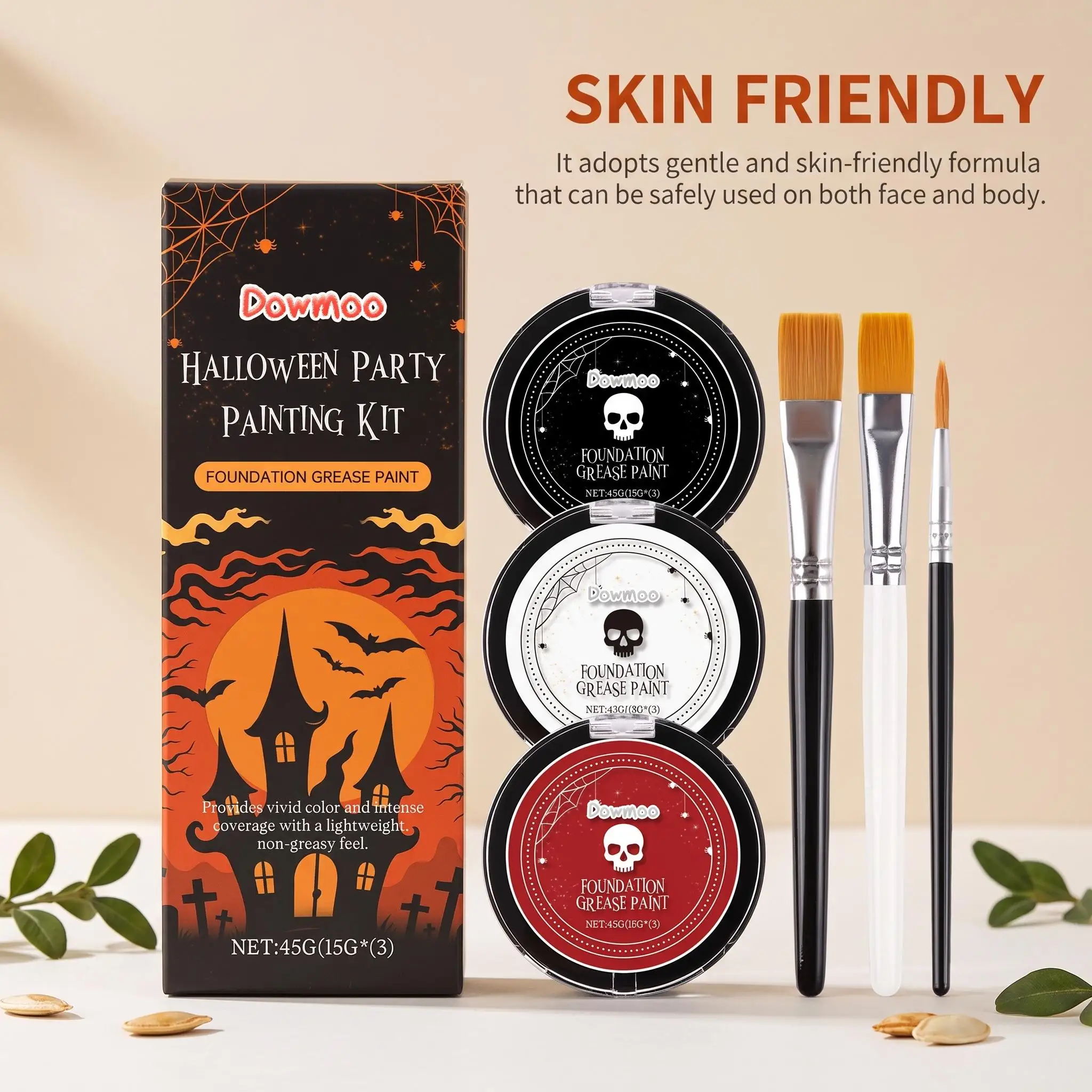 Dowmoo Halloween Face Paint Kit High Pigment Foundation Grease Paint Set Creative Body Makeup Festival Holiday Party Cosplay Supplies