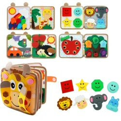Montessori Toys Busy Book for Kids Color Shape Animal Cognition Early Education Toys Puppy Quiet Book Fine Motor Toys