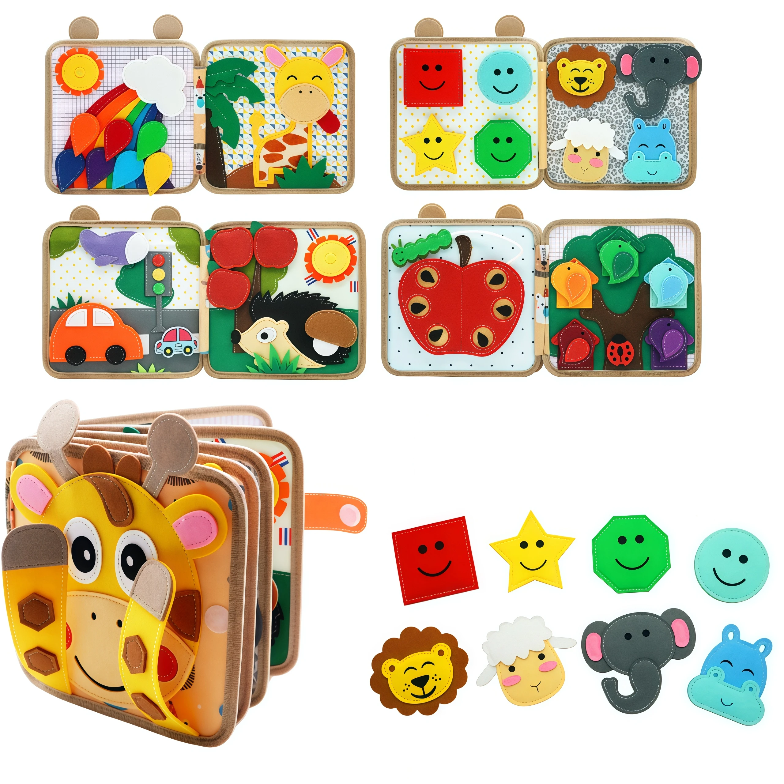 Montessori Toys Busy Book for Kids Color Shape Animal Cognition Early Education Toys Puppy Quiet Book Fine Motor Toys