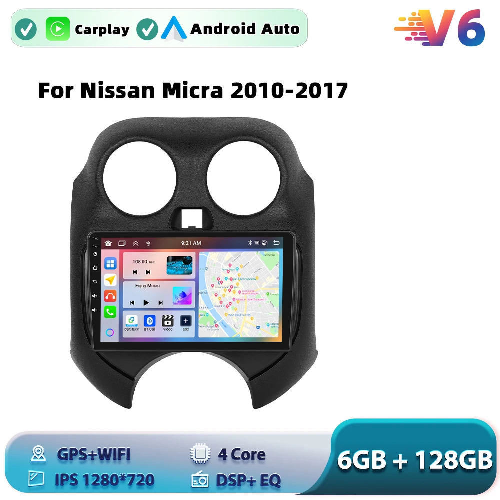 Podofo For Nissan Micra 2010-2017 Android Car Radio 2+64G/4+64G/6+128G Video Multimedia Player Carplay Android Auto GPS BT image 3