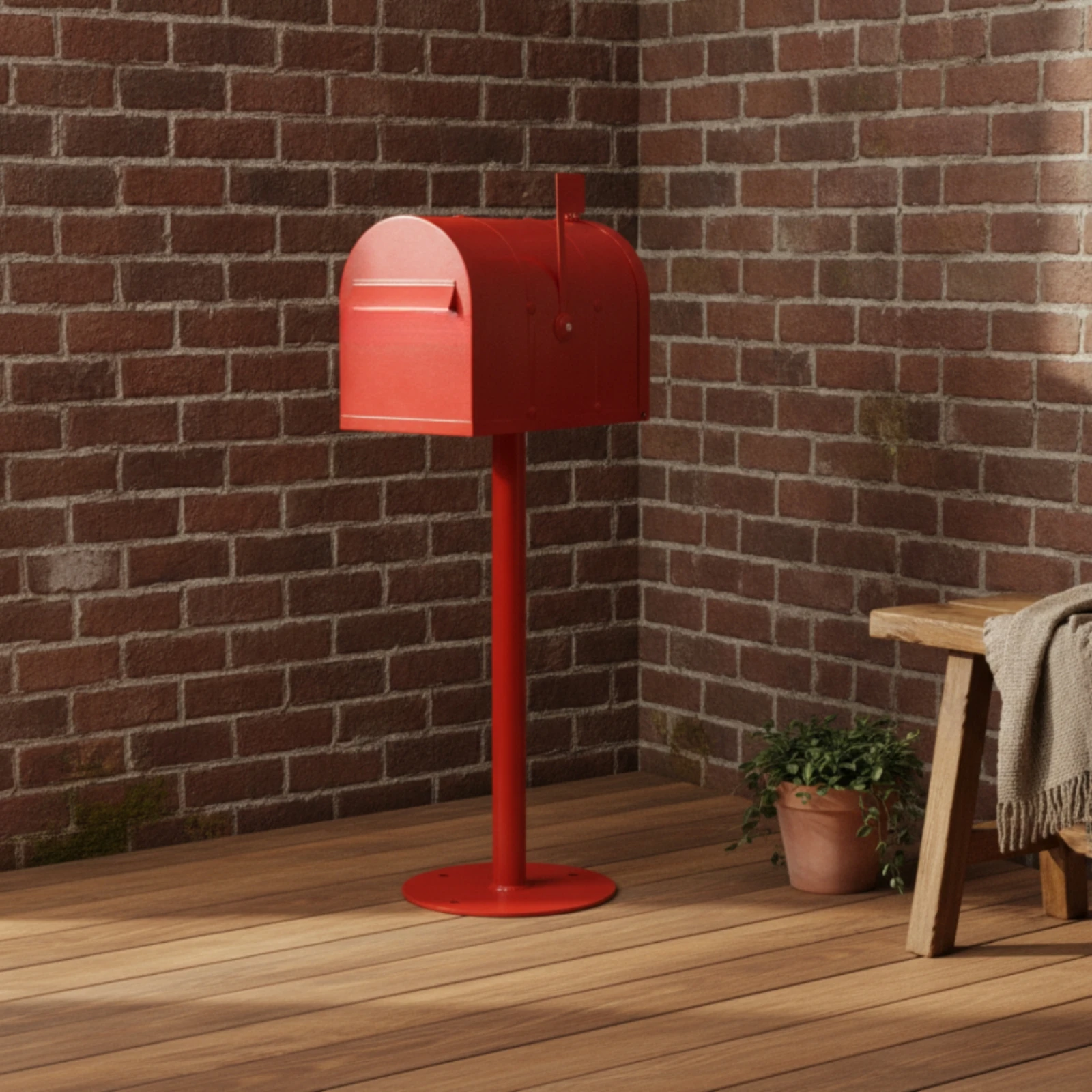 Freestanding Mailbox with Post Classic Floor Standing Post Box Metal Mailbox Rust Resistant Long-Lasting for Homeowners