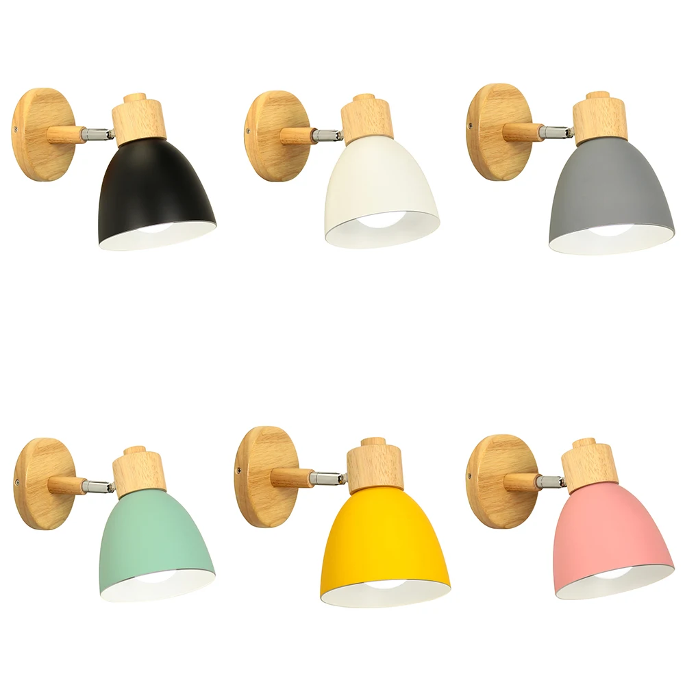 

Nordic Style Indoor Lighting LED Wall Lamp Modern Wooden Bedroom Bracket Light Household Living Room Bathroom Lamp AC 110V 220V