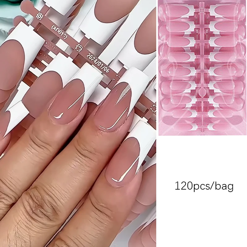 120pcs Square ToeNail Tips Summer French Gradient False Toe Nails Wearable Short Square Foot Nails Set Press On Nail
