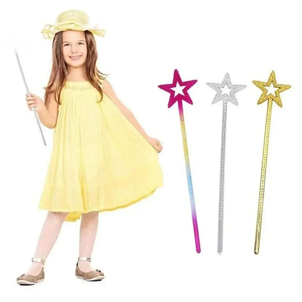 Baguette dégradée mignonne d'étoile à cinq branches onirique pour des enfants, anciers de princesse de fille, accessoires de cosplay de fête, cadeau d'anniversaire, 13 amarans, 1pc