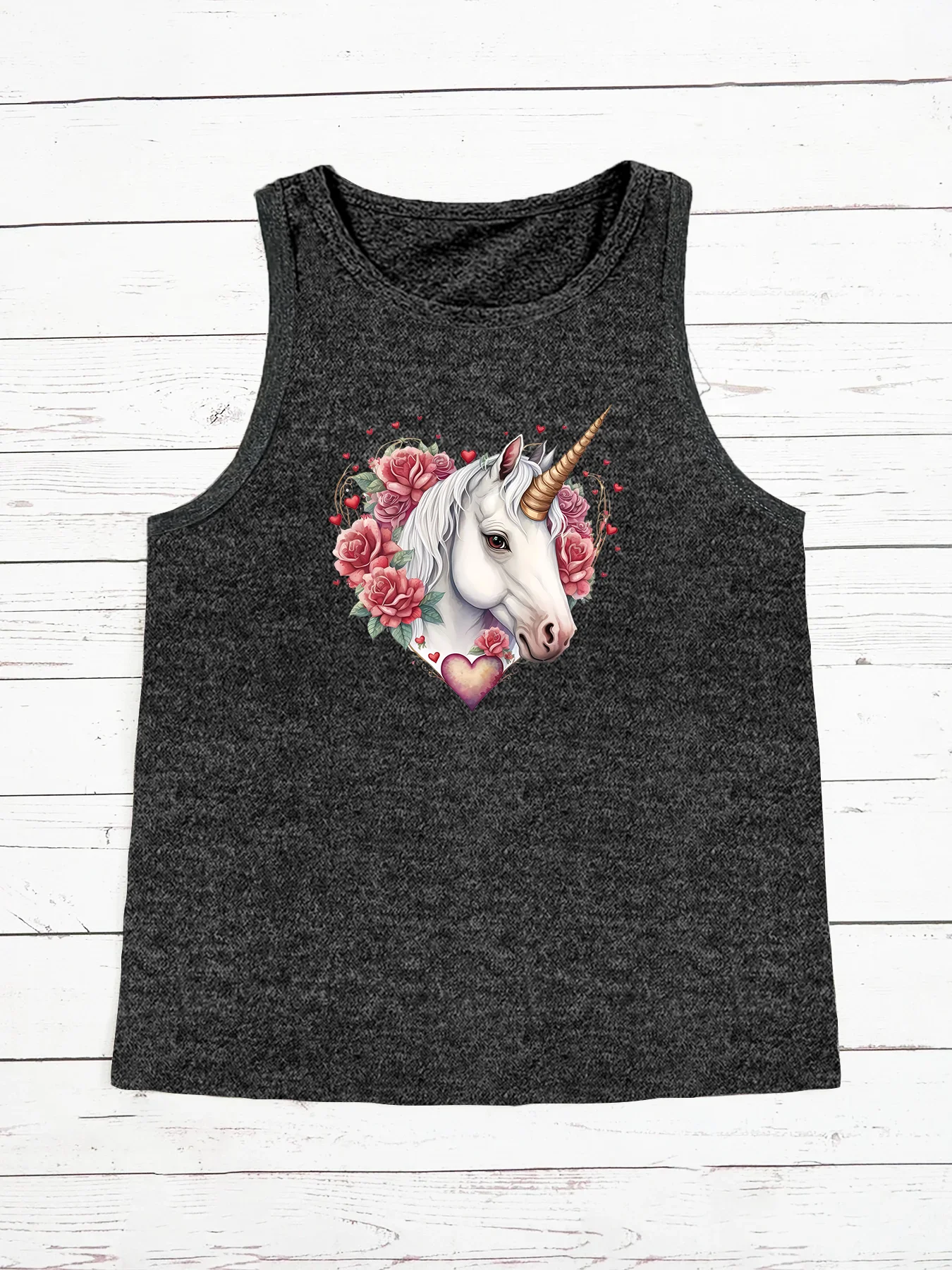 Cute Unicorn Horse Summer Fashion Sports Women's Tank Top Loose O Neck Sleeveless Casual Tank Top