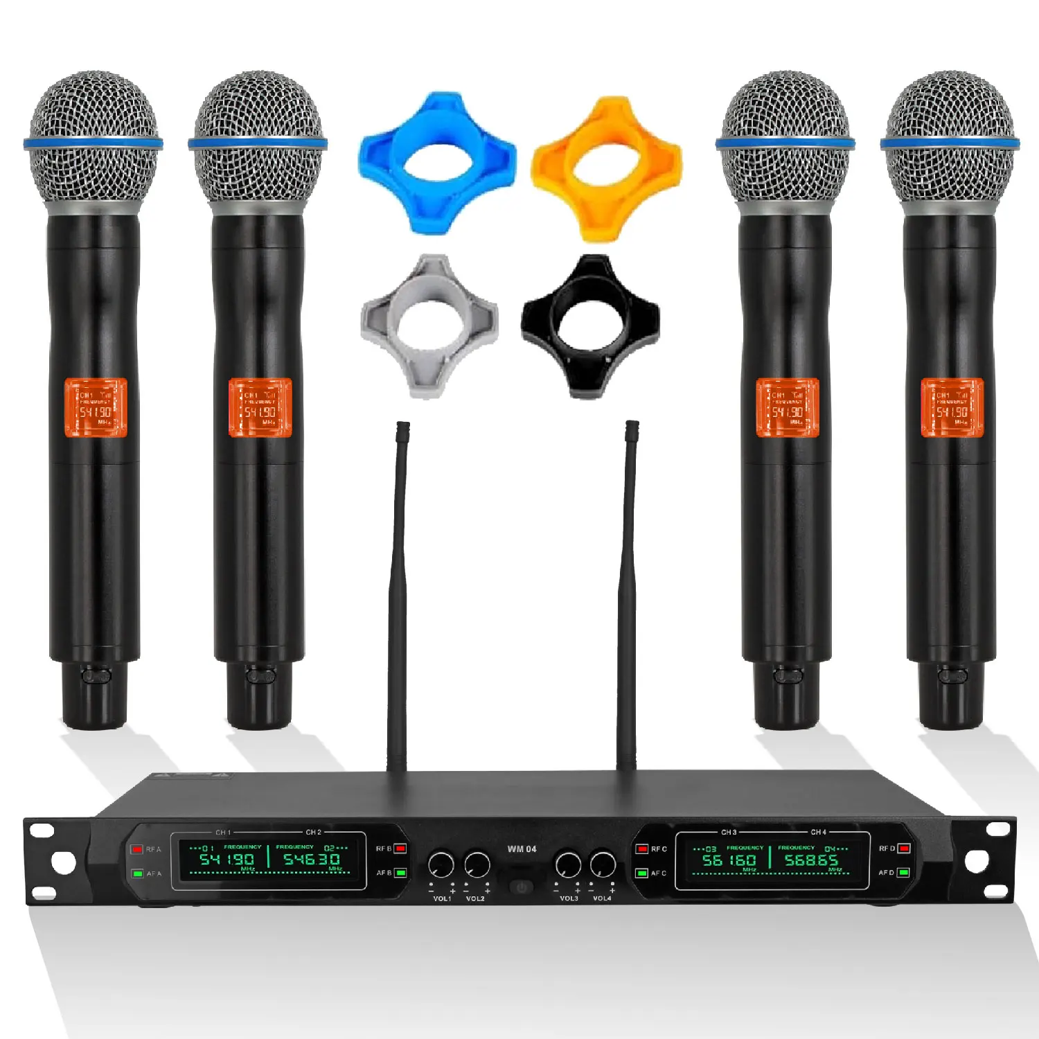 

5 Core Wireless Microphone System 4 Channel UHF 492F Range Portable Receiver w Cordless Mic WM UHF 04-HM