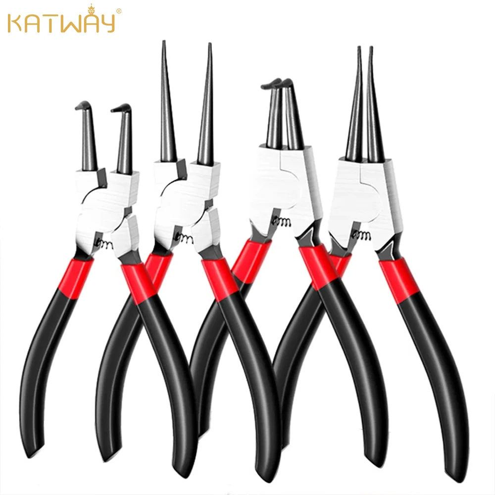 KATWAY For Removing and Installing Locking Rings and Shafts, 5-Inch Retaining Ring Puller Needle Nose Circlip Pliers HH-AA46