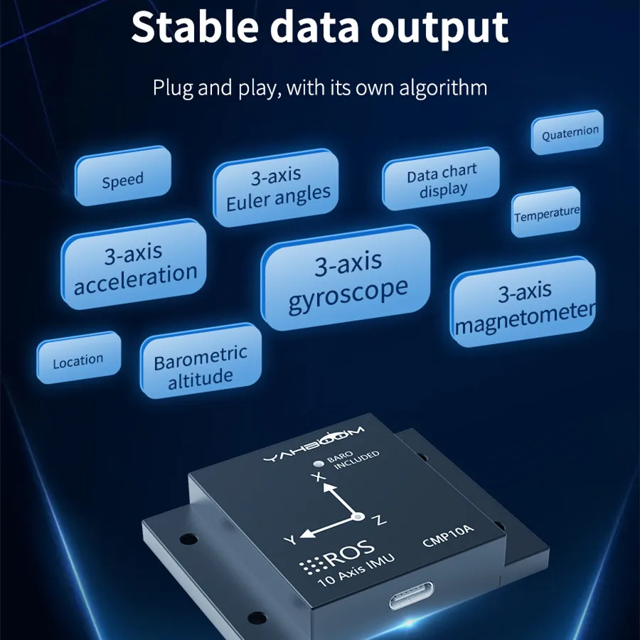 Yahboom Modul Sensor ARHS 10 Sumbu dengan Akselerometer Giroskop Magnetometer Pengukur Tekanan Udara untuk Robot ROS RaspebrryPi Jetson