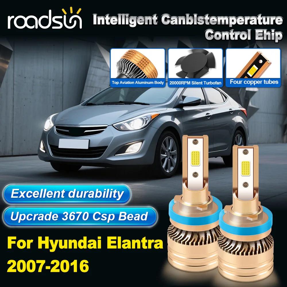 

2PCS For Hyundai Elantra 2007-2016 H11 Low Beam 6000K White 28000LM COB Chip IP68 Plug&Play Car Light