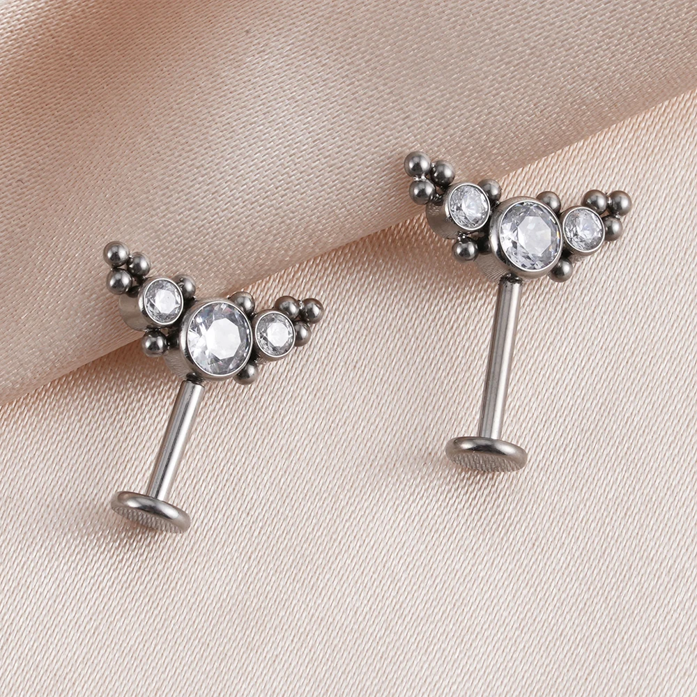 Right Grand ASTM F136 Titanium 16G Vertical Helix Cluster Earring Internally Threaded Medusa Ring Cartilage Monroe Lobe Piercing