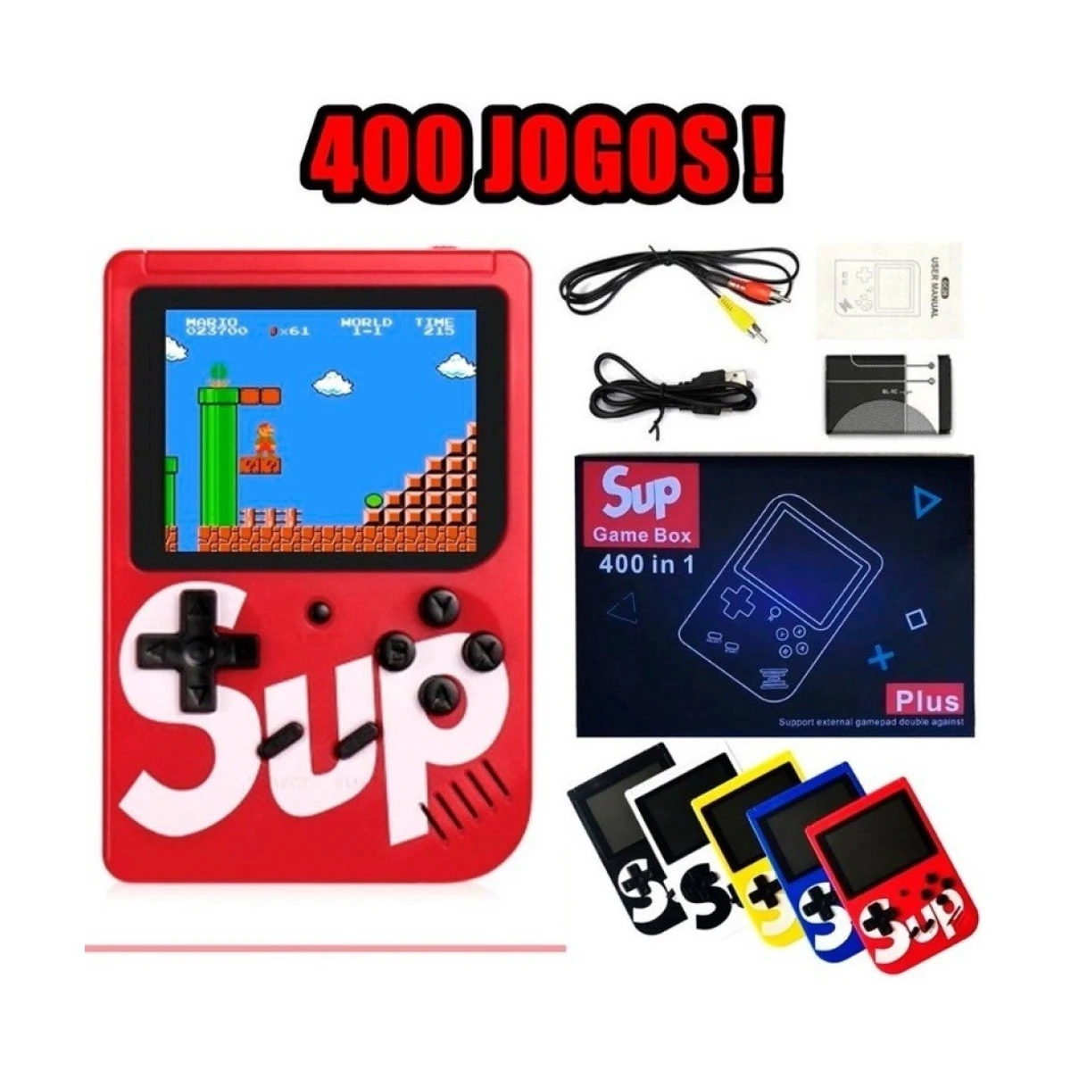 Mini Jogo Retro Portátil Recarregável Com 400 Jogos