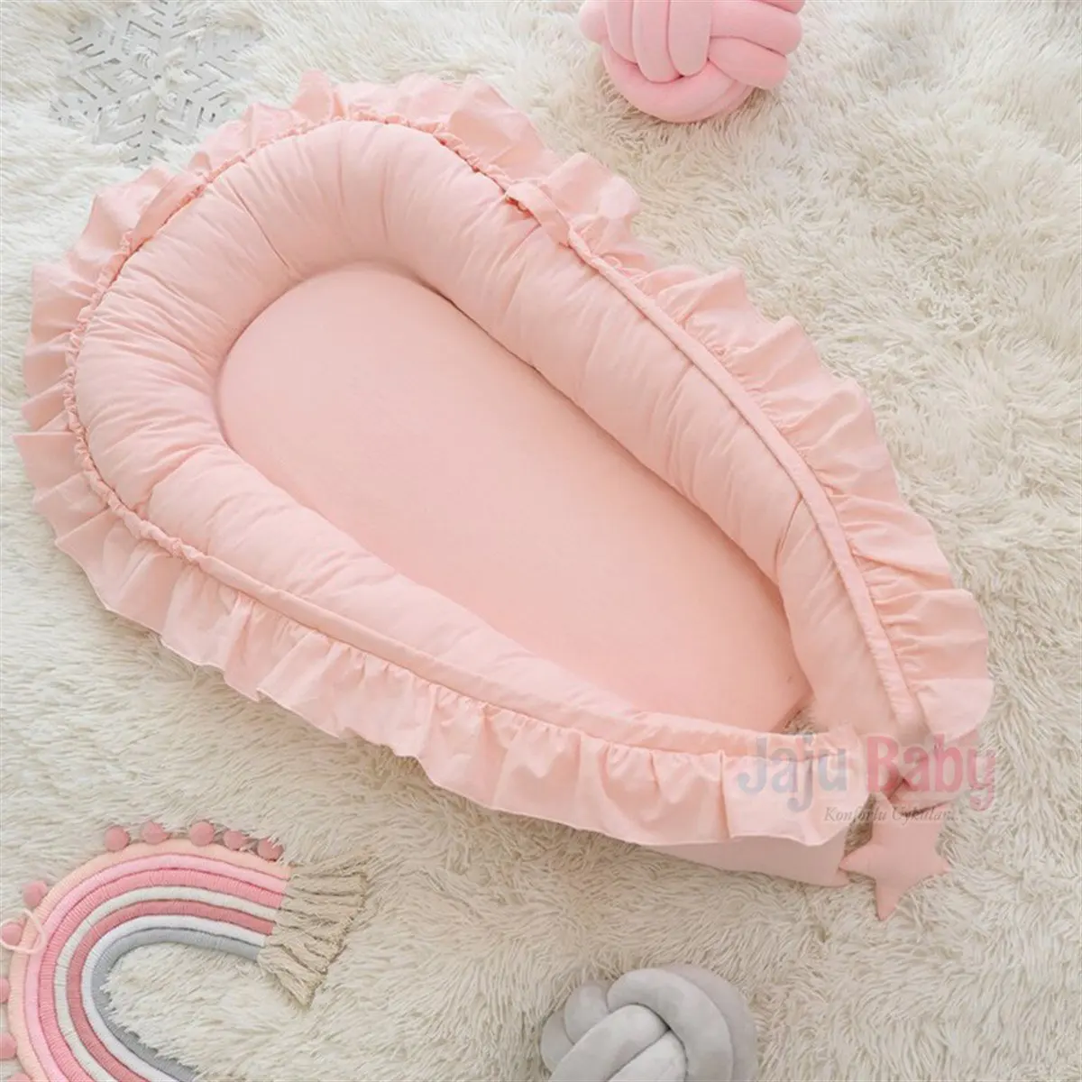 

Handmade Salmon Color Ruffle Elite Babynest