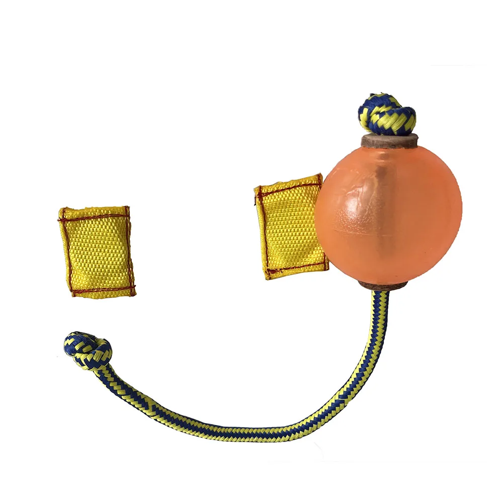 Dog Training Magnetic Ball, Orange Soft Ball with Rope