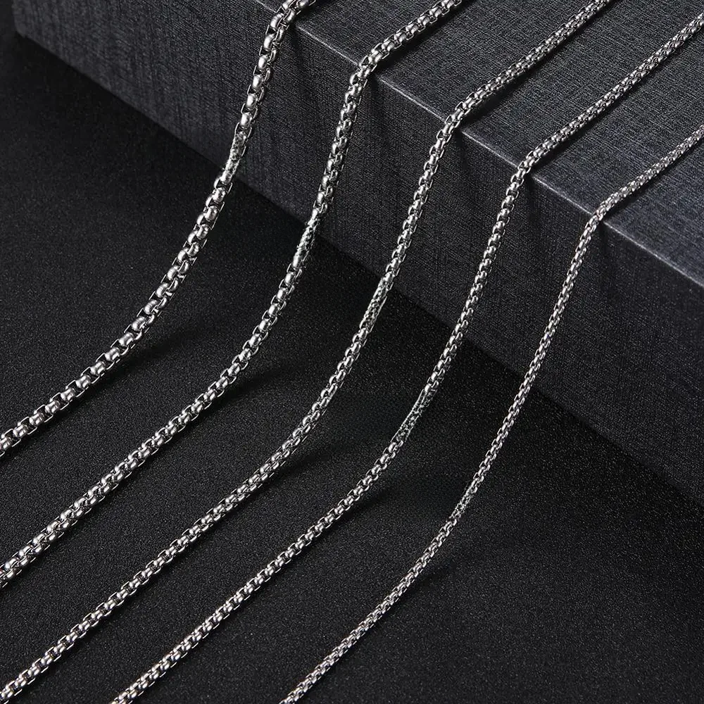 Skyrim – collier chaîne en boîte de 60cm de Long, en acier inoxydable, chaînes de 2 à 4mm d'épaisseur, bijoux cadeau pour hommes et femmes, vente en gros