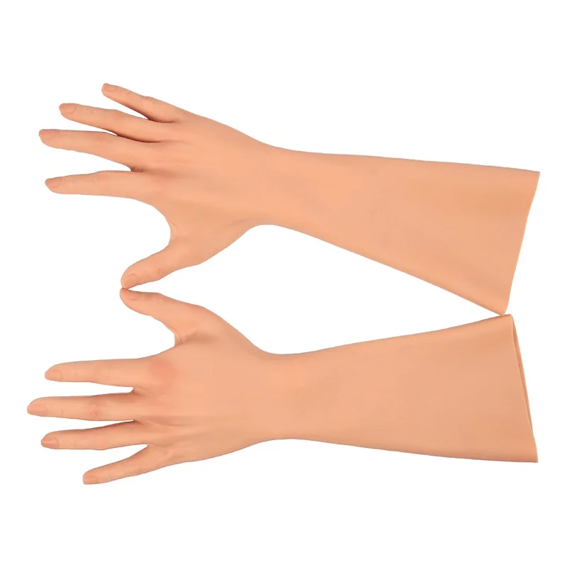 40cm Silicone Female Glove Prosthetic Hand Model Realistic Scar Concealment Post-Surgical Female Hand Cover 1 Pair