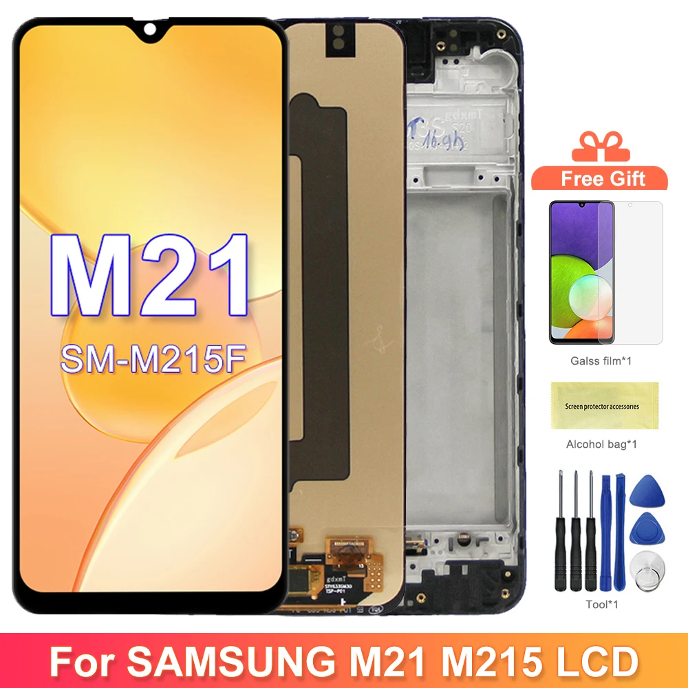 6.4'' Super AMOLED M21 Display, for Samsung Galaxy M21 M215 M215F M215F/DS Lcd Display Touch Screen Digitizer Assembly Parts