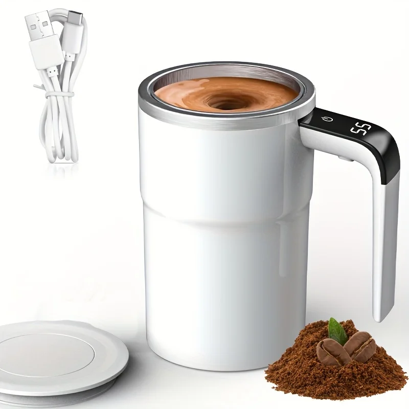 380ML Electric Coffee Self Mixing Mug IP67 Waterproof Coffee Stirring Mug USB Charging Digital Display Automatic Magnetic Cup image 6