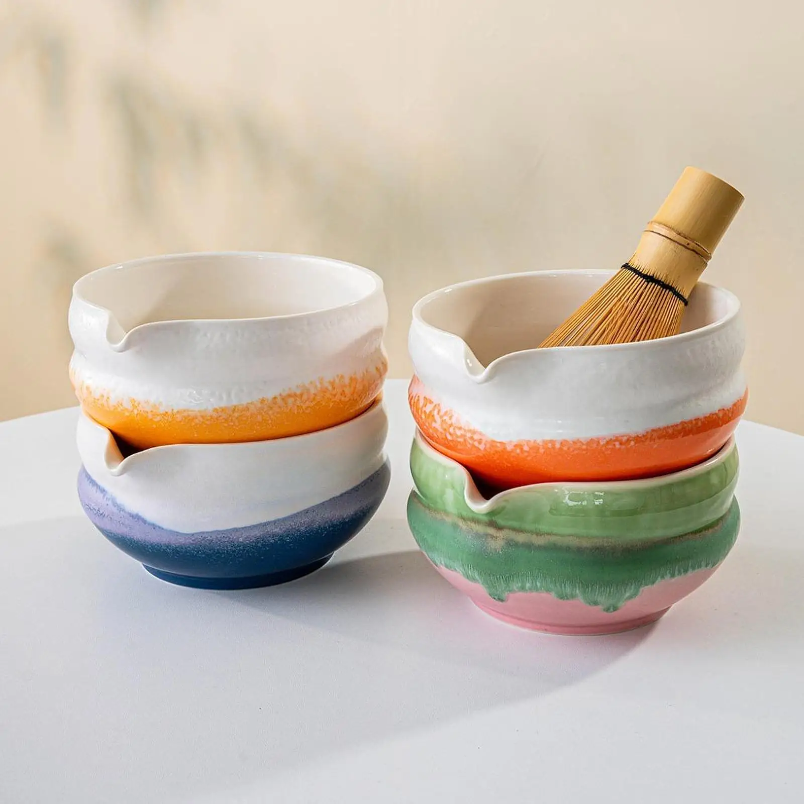 

Matcha Bowl with Spout Tea Bowl for Cold Brew Tea Lovers Gift Cold Hot Water,Traditional Green Tea Ceremony Bowl Essentials