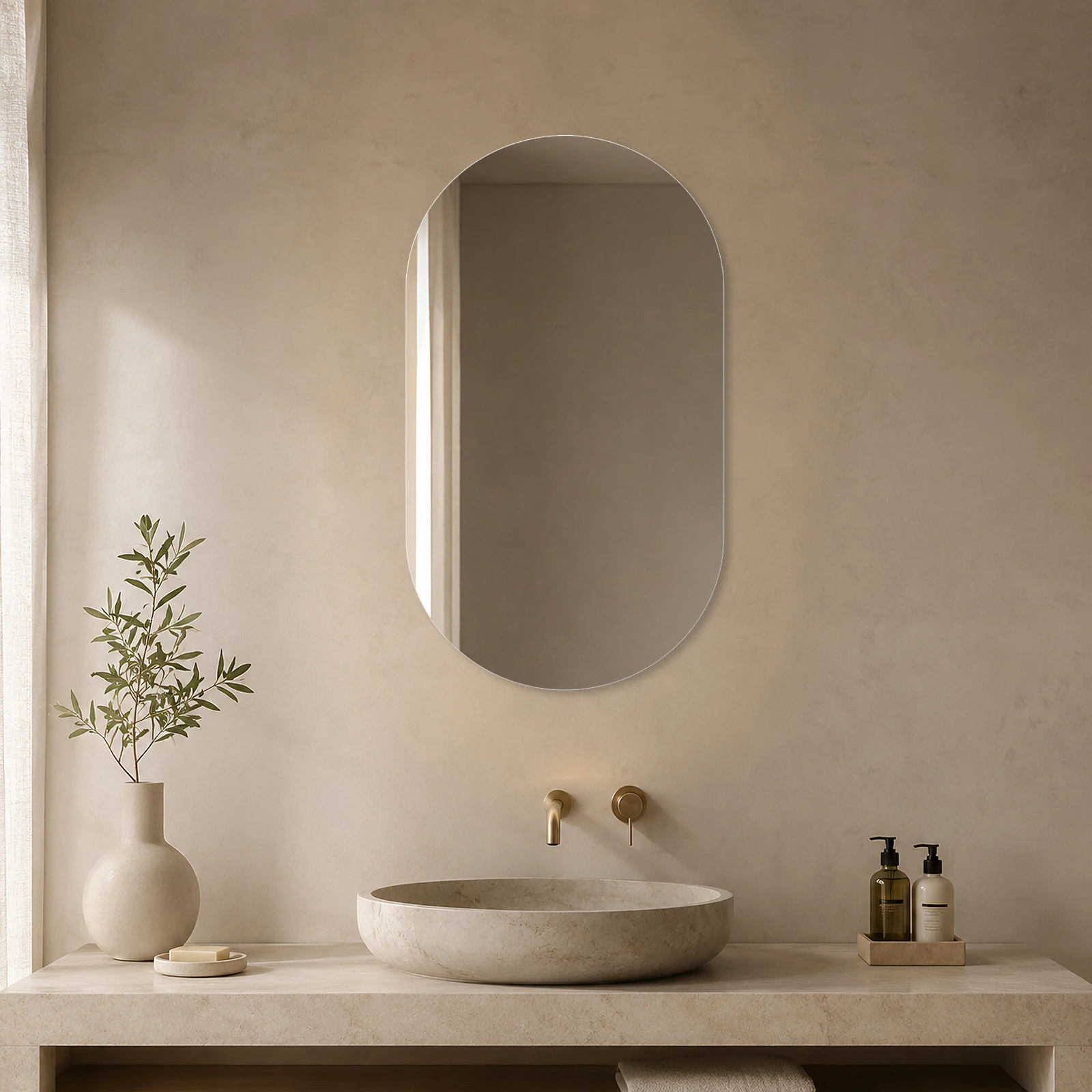 Badezimmerspiegel, 50 x 80 cm,beschlagfrei, minimalistischer Stil