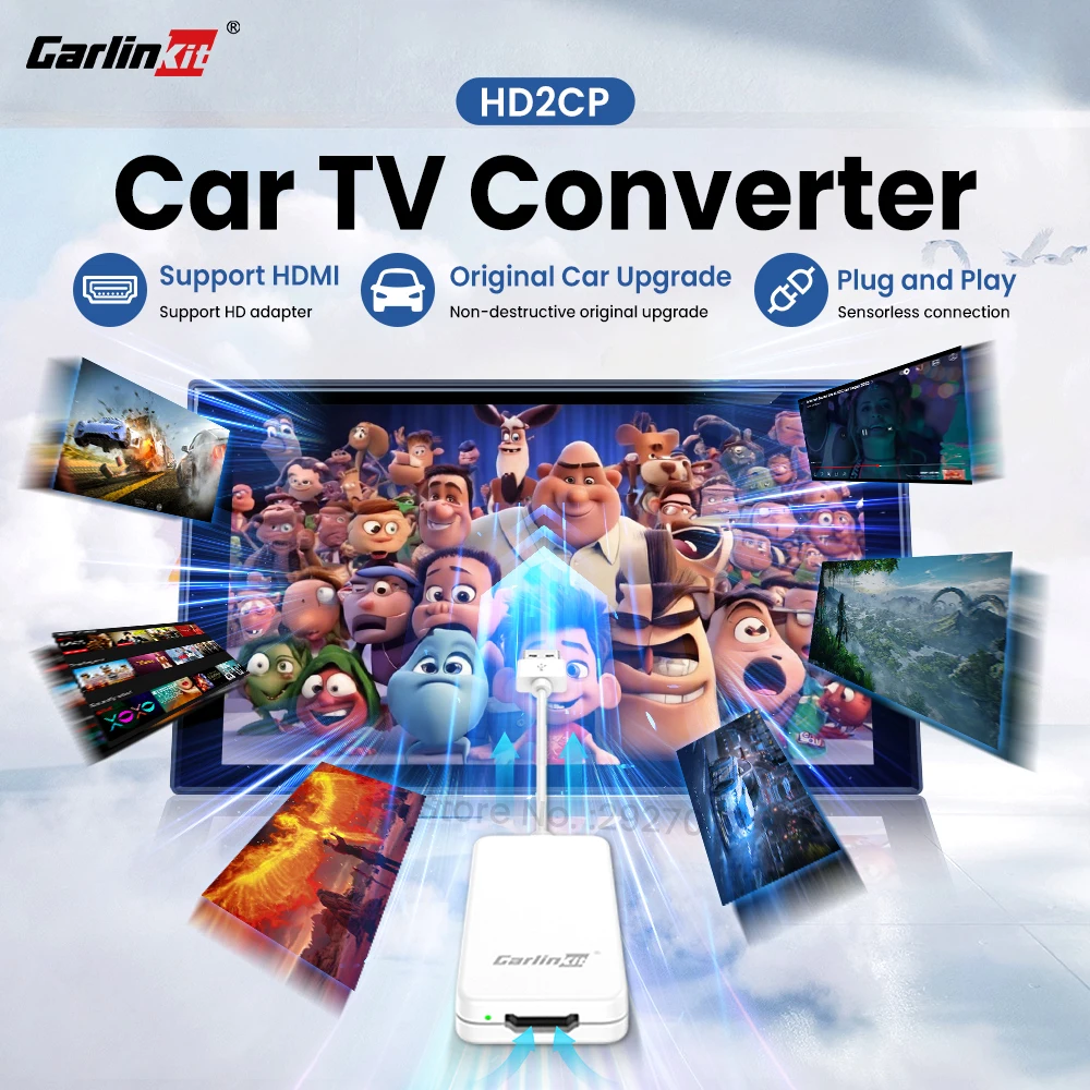 CarlinKit Car TV Adapter HDMI Video Converter Digital Video Input Play Game Car Accessories for OEM Wired CarPlay Car TV Stick