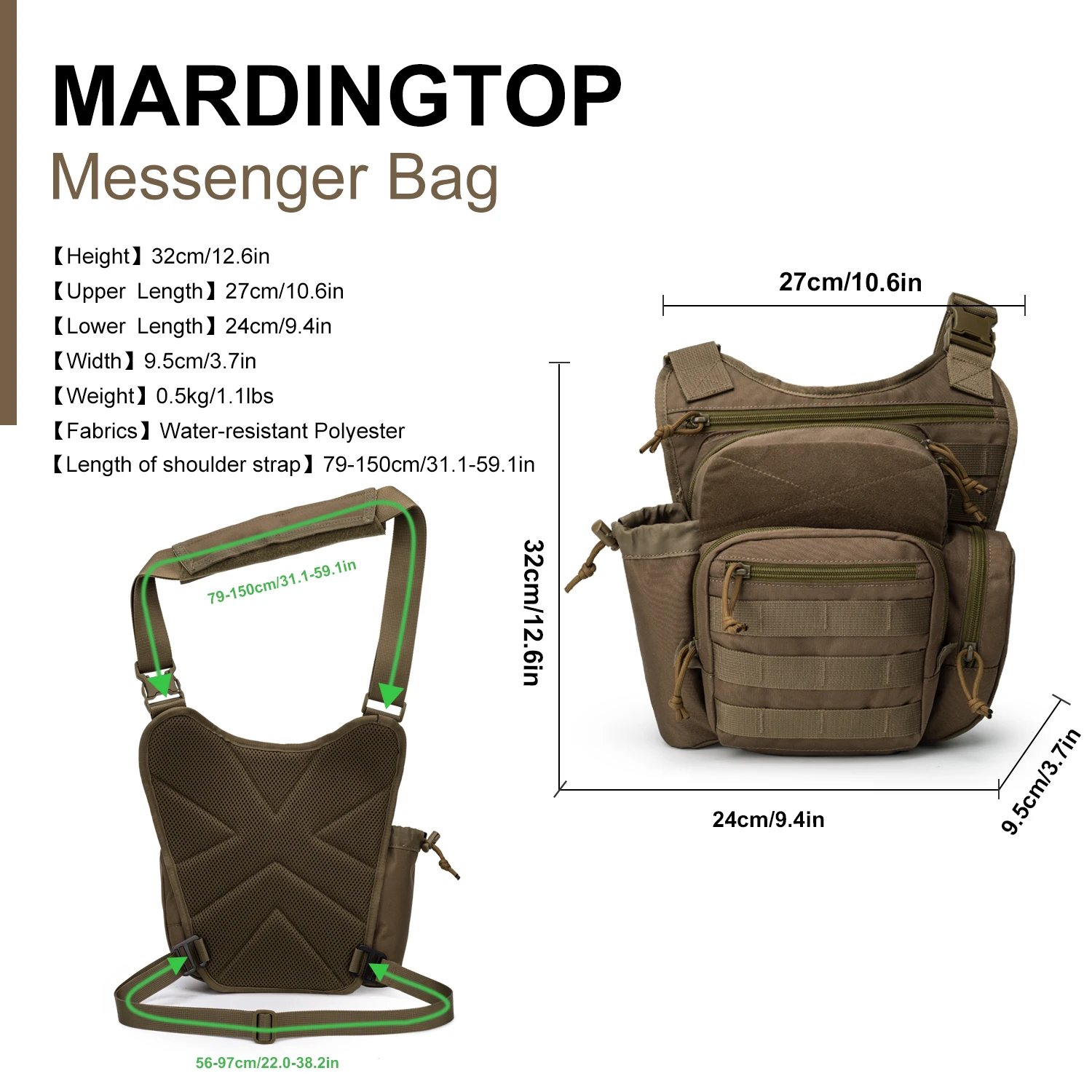 MARDINGTOP Tactical Sling Bag Gear Shoulder Molle Messenger Bag for Men Women Sports Concealed Carry