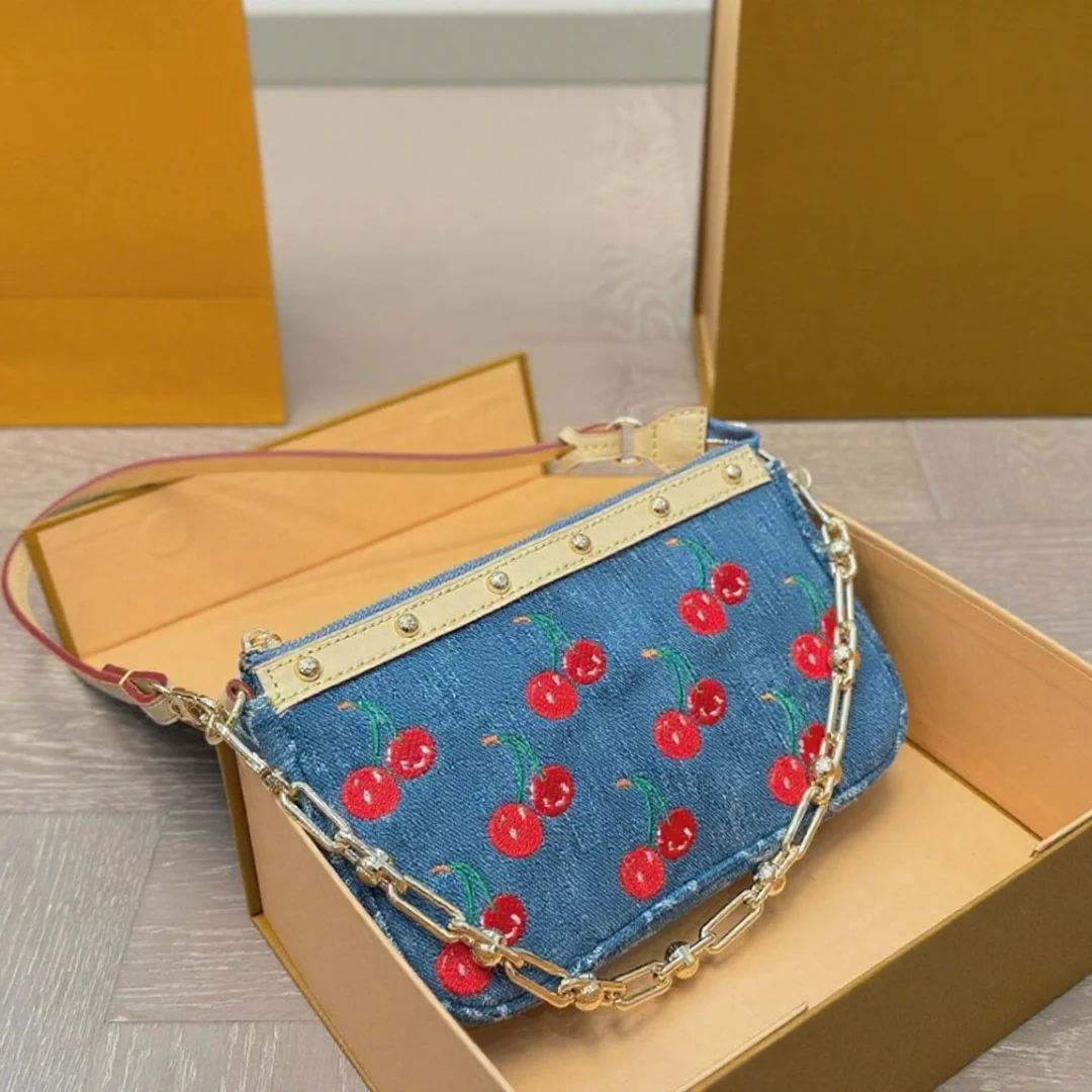 

New Women's Underarm Bag Cherry Series Fashion Vintage Elegance High Quality 2025 Female Bag 21*12