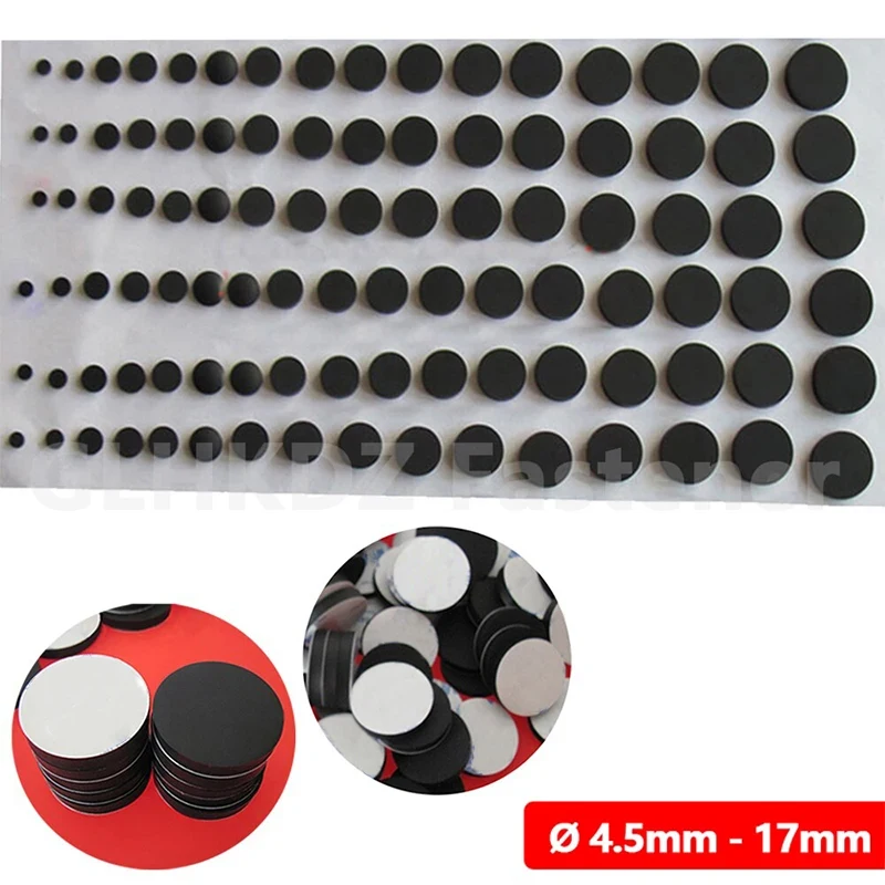 Ø 4.5mm - 17mm Round Self Adhesive Backing Silicone Rubber Furniture Pads Cabinet Feet Leg Cushion Spacer Non-slip Floor Protect